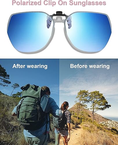 Miniatura 5 de Frienda 3 pares de lentes de sol polarizados con clip sobre gafas graduadas, sin marco, antirreflejos, gafas de sol abatibles