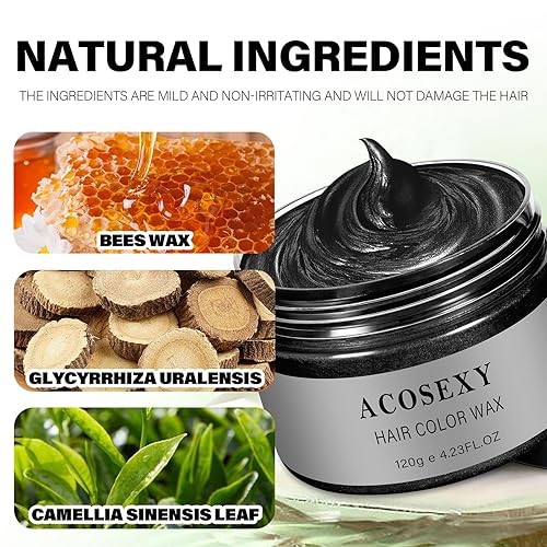 Miniatura 2 de Acosexy - Tinte temporal para el cabello, color azul, verde, morado, rojo, blanco y rosa, pomadas de cera para el cabello, desechables, natural,