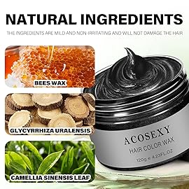 Temporary Hair Color Wax Dye,Hair Spray Color, Natural Hair Wax Color, Kids Temporay Hair Wax Dye Ash for Halloween Cosplay,Party,Masquerade (Black, 120g)