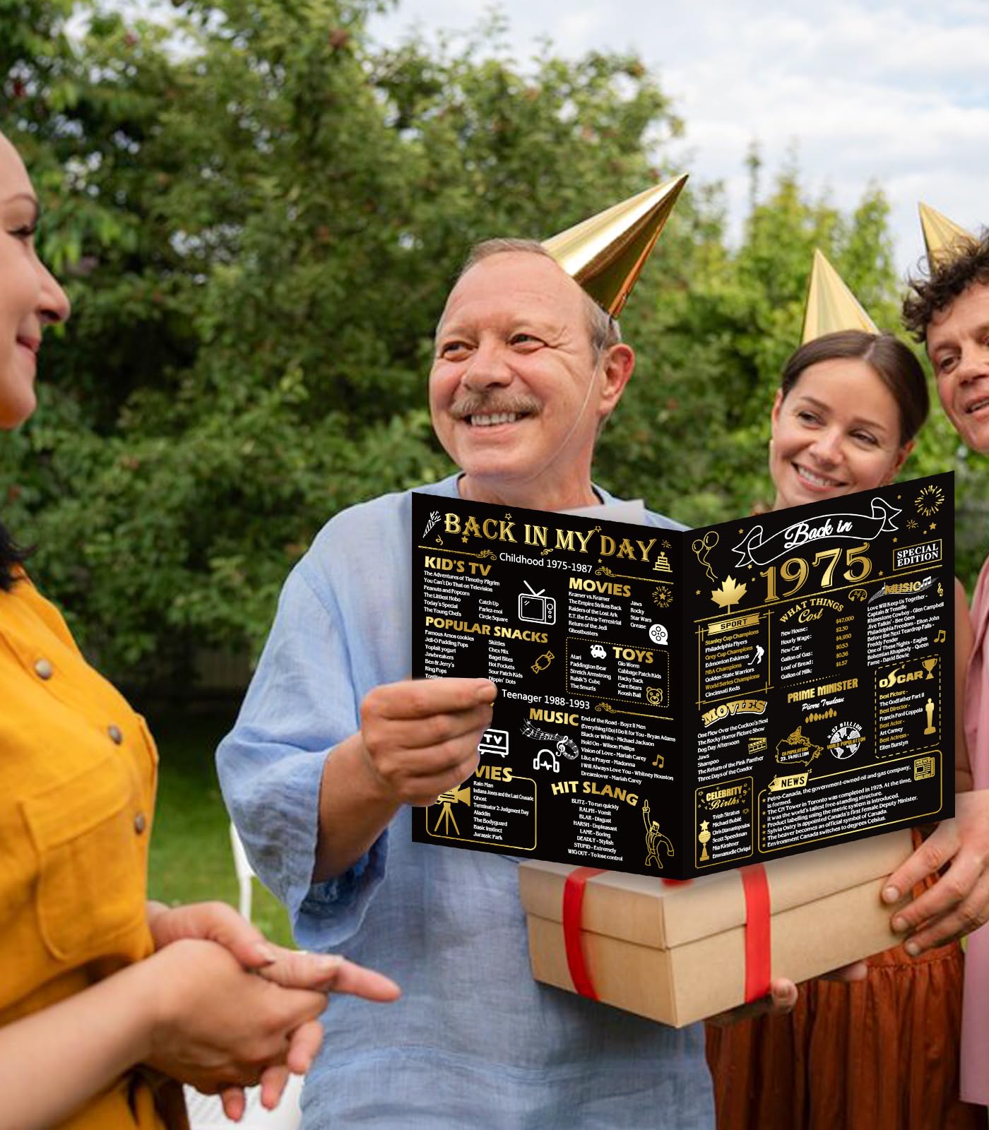 Carte De 50e Anniversaire Jumbo Canada, 25 X 20 Cm, Inscription « Back In 1975 », Décoration D'anniversaire Pour Femme, Homme, Cadeau D'anniversaire Amusant Pour Femme, Mari, Elle, Maman