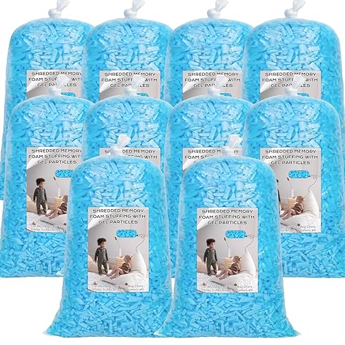 Garifon Bean Bag Filler, 40lbs Shredded Memory Foam Filling, Bean Bag Chair Filling Stuffing, Bean Bag Refill Insert, Punching Bag Filler, Pillow Filler Stuffing for Stuffed Animals/Couch/Dog Bed/Coop - Blue - 40.0 Pounds