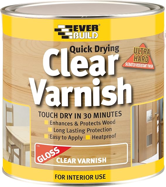 Everbuild Quick Drying Clear Varnish, Gloss Finish, 250 ml