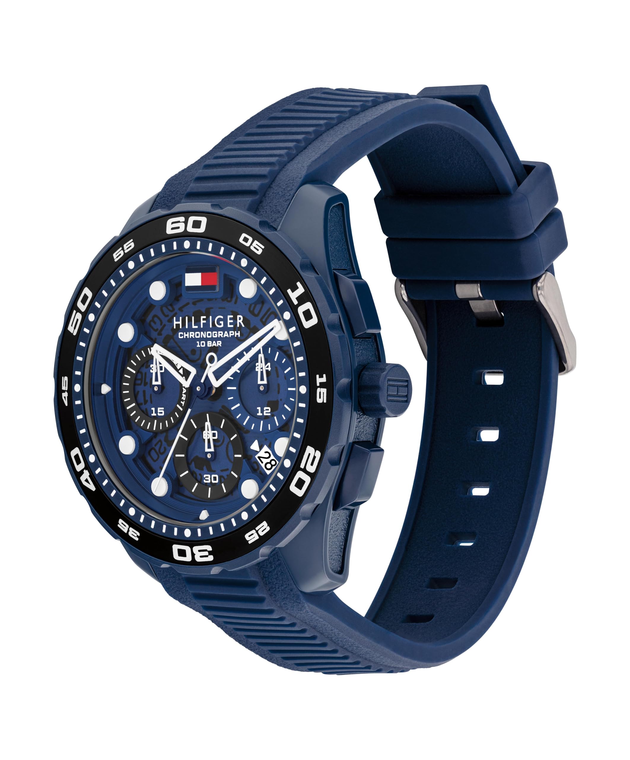 Tommy Hilfiger Chronographen-Quarzuhr mit Kalender für Herren mit Marinblaues Silikonarmband - 1792232