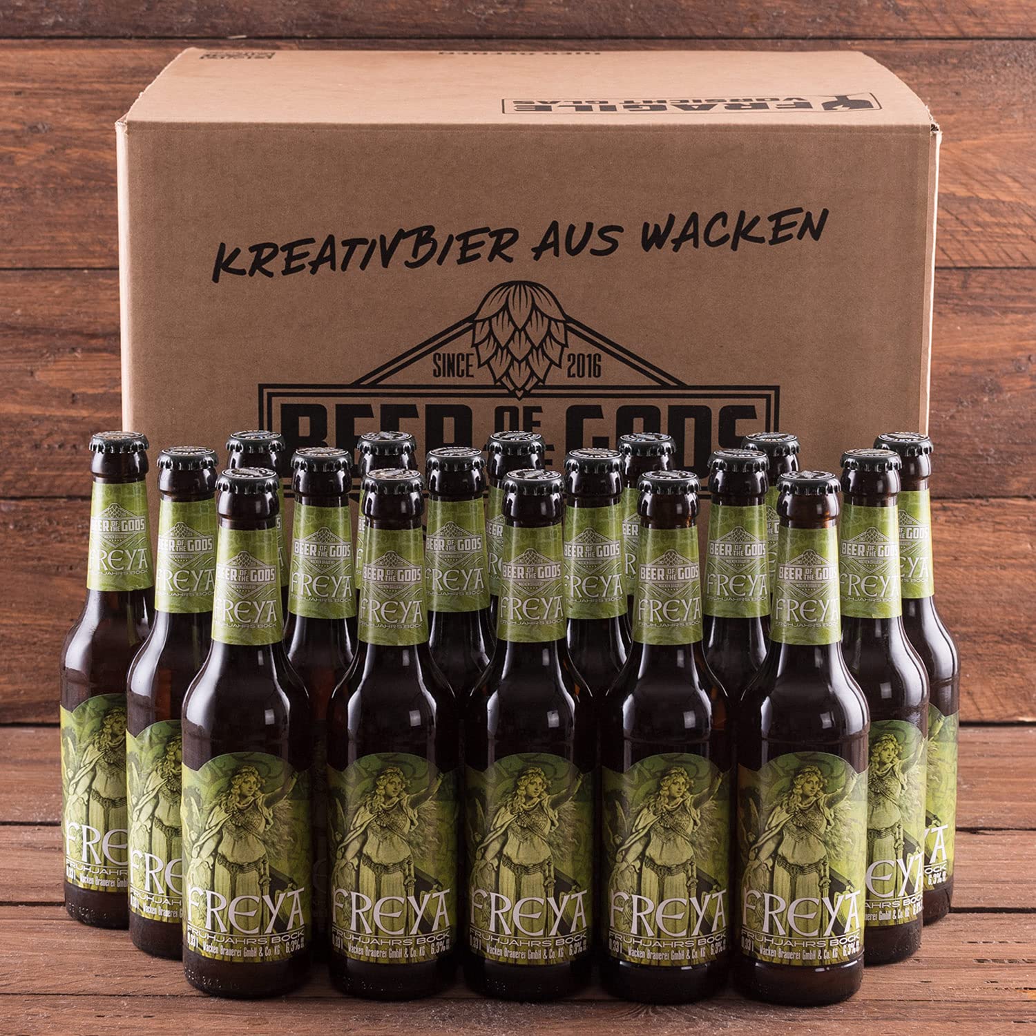 WACKEN BRAUEREI Frühjahrsbock Craft Beer Box 20 x 0,33 l Flaschen | FREYA | Viking Craftbeer Set Gift for Men | Wikinger Kraft Bier Geschenk für Männer | Party Festival Heavy Metal