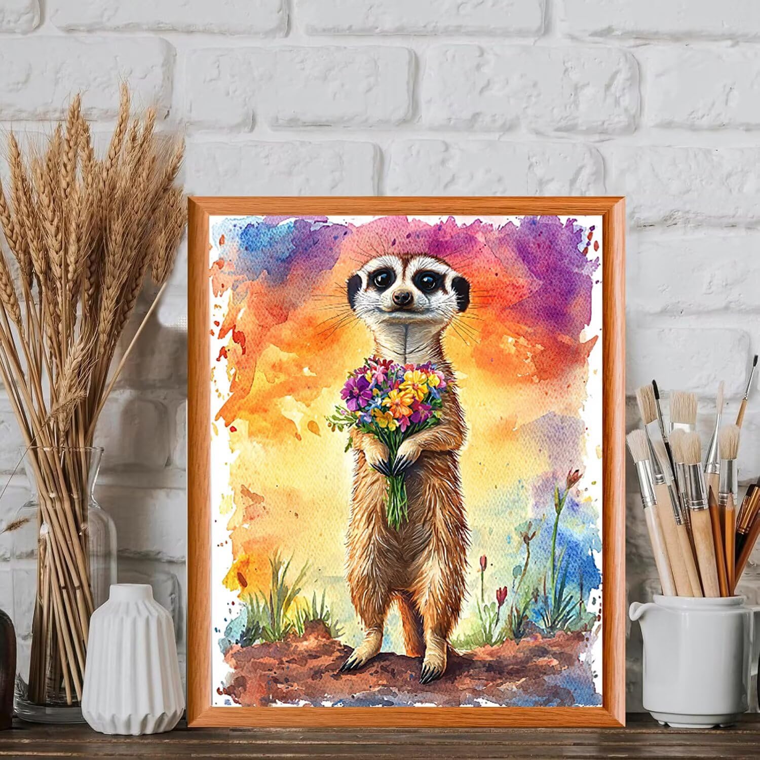 WEISHIWE Suricato Dipingere con i Numeri per Adulti, 70x90cm a-352 | Paint by Numbers Kit con Pennelli e Acrilico Pigmento, Fai da te Olio La Pittura di Numeri Kit, Decora la Casa, senza Cornice