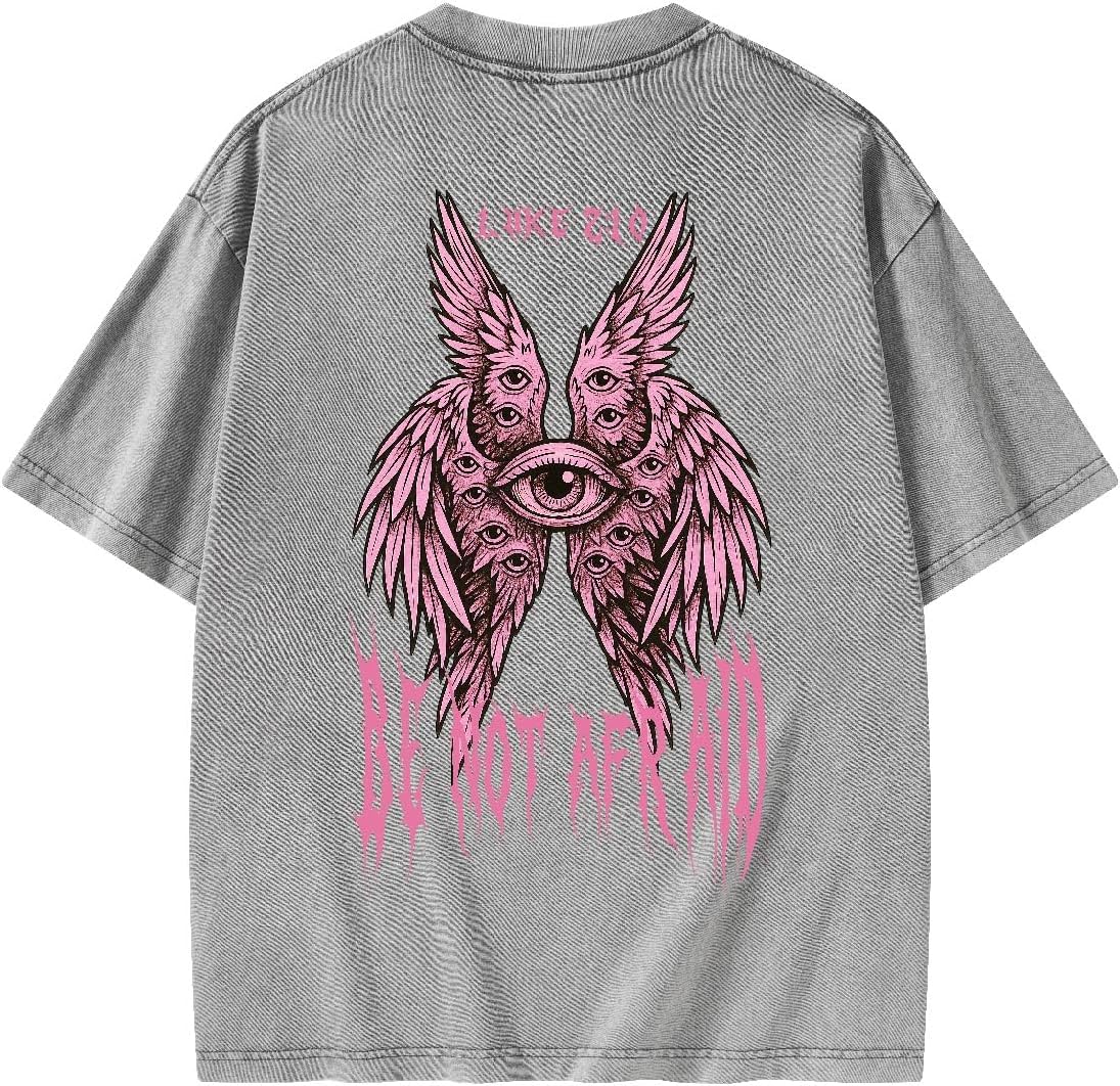 Graphic Tees Christian Washed T-Shirt Novelty Women Men Cotton Oversized Shirt Be Not Afraid