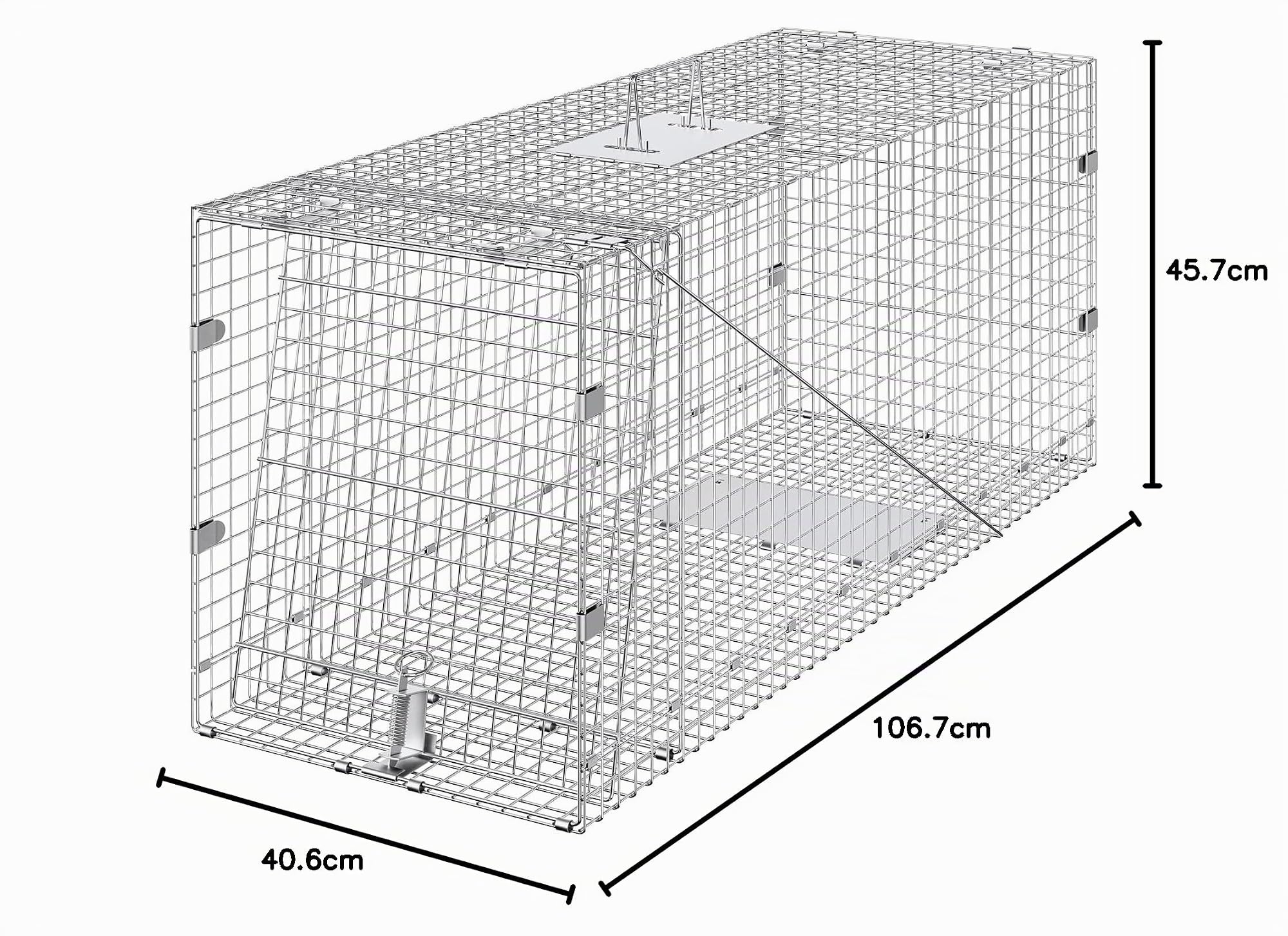 VEVOR Trappola in Ferro Galvanizzato 1067 x 406 x 457 mm Trappola da Giardino con Manico Pieghevole per Cattura