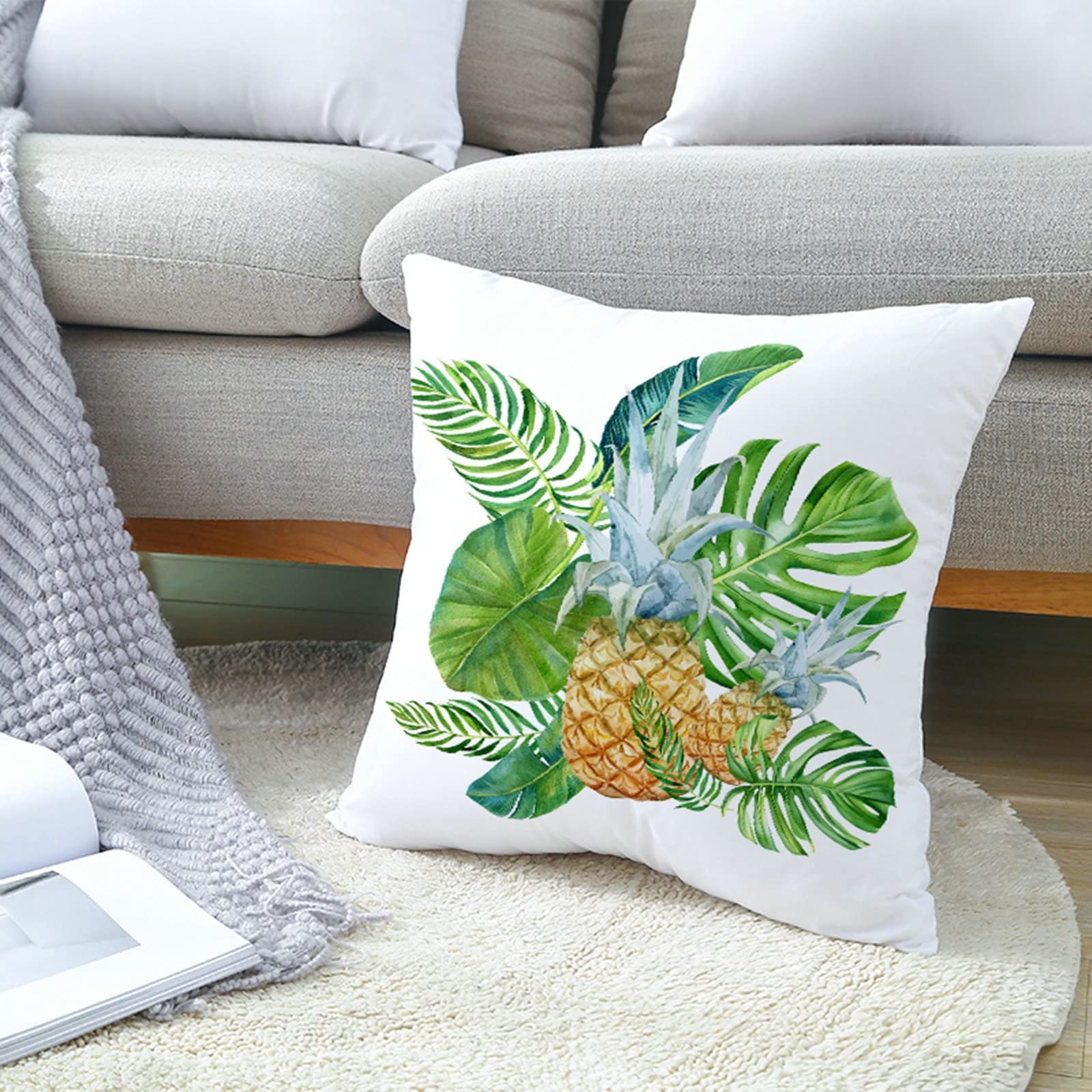 Federe Cuscino 45x45 Cm Con Farfalle E Hello Summer - Verde E Rosso - Poliestere