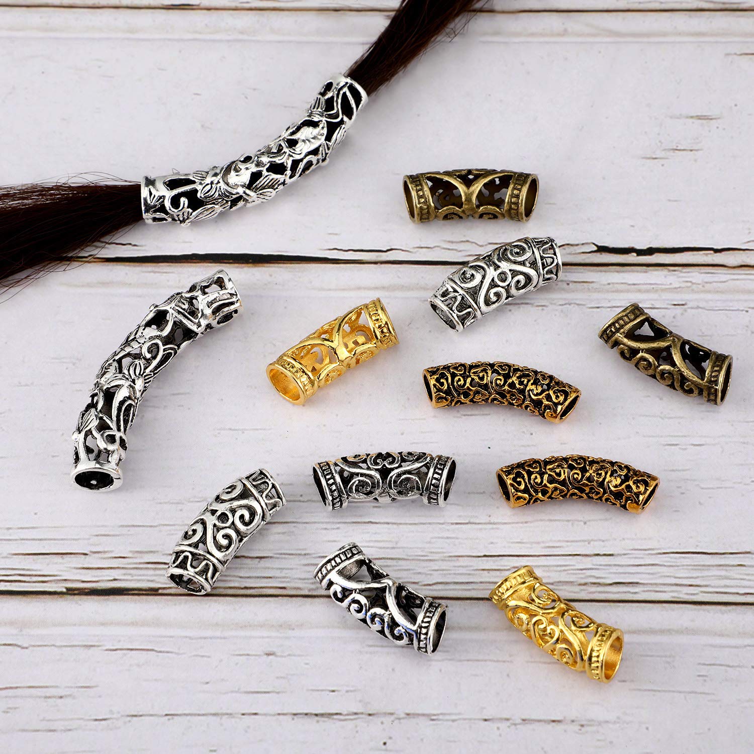 12 Perline In Lega Per Capelli Dreadlock, Stile Tibetano Argento, Accessori Gioielli