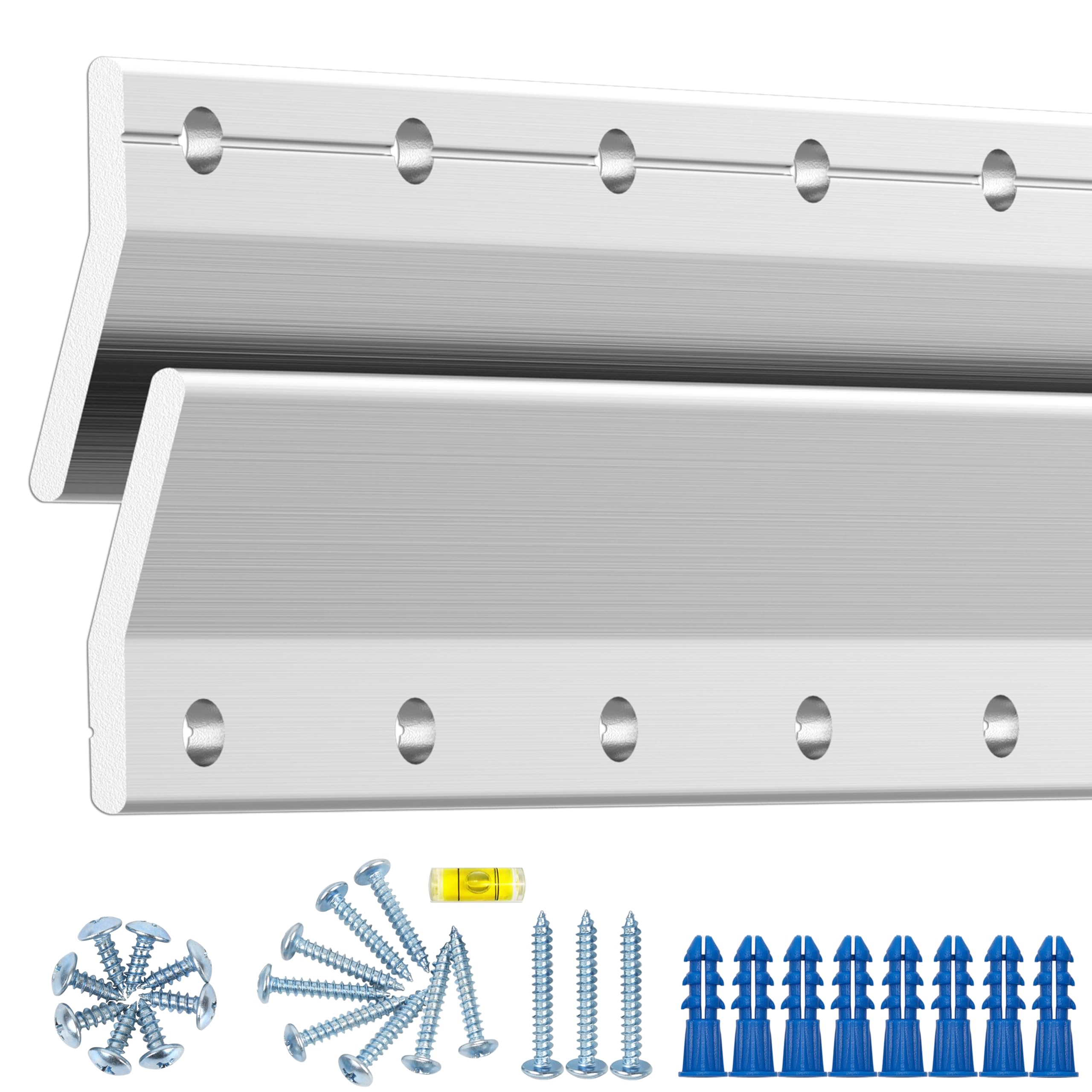 Mirror Clips for Wall Mounting Hardware, French Cleats Picture Hanger,Mirror Mount Brackets, Wall Hanging Hooks for Pictures,Canvas, Frames - Z Bar Hanger Suppots up to 130 lbs - 34 Inch 2 Pairs