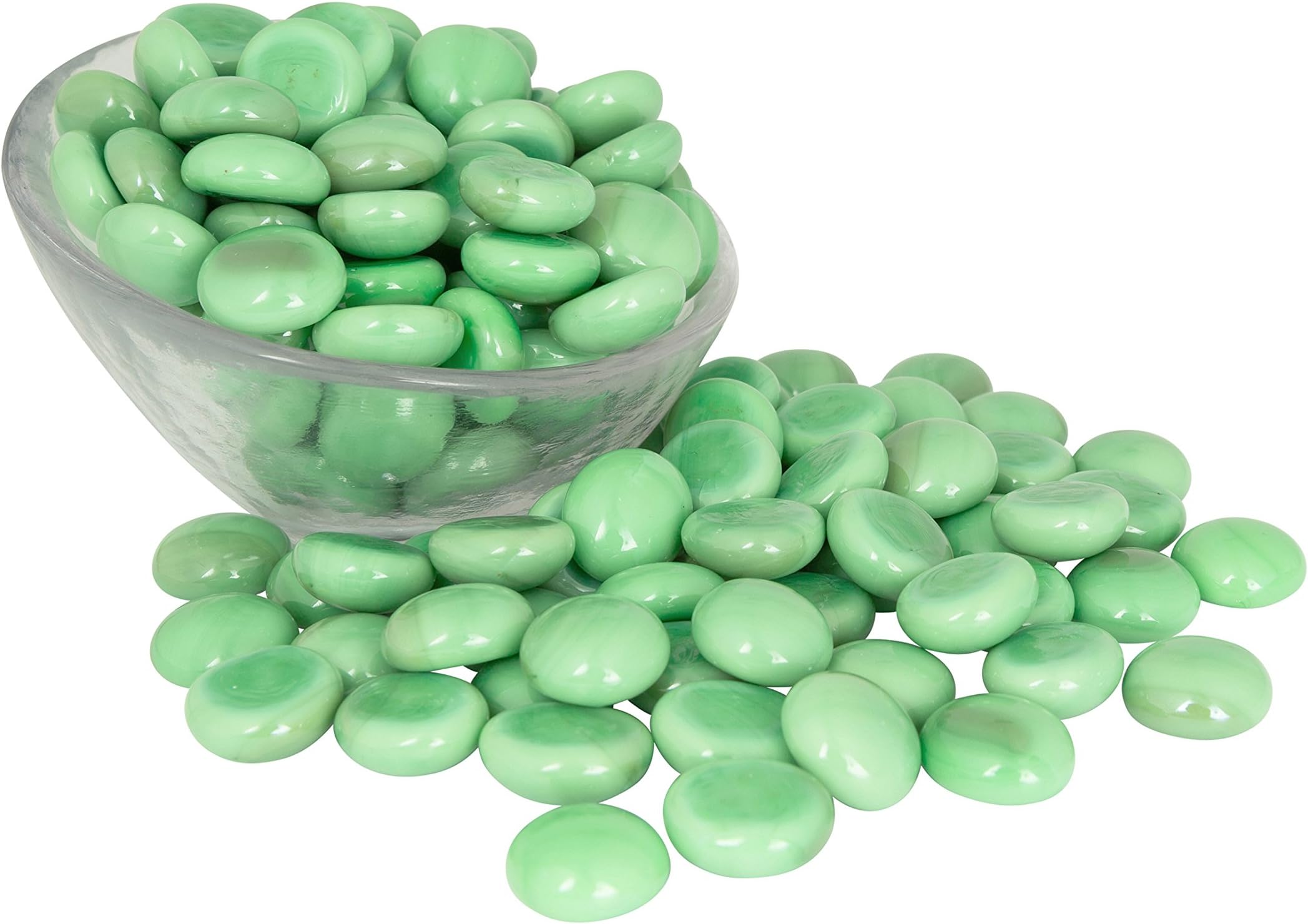 Jade Glass Gems 1 Lbs. — Fills 1 1/4 Cups Vol. —Non-Toxic Lead Free Vase Filler, Table Scatter, Aquarium Fillers — Beautiful, Smooth, Fun, Vibrant Colors Crafted in The USA