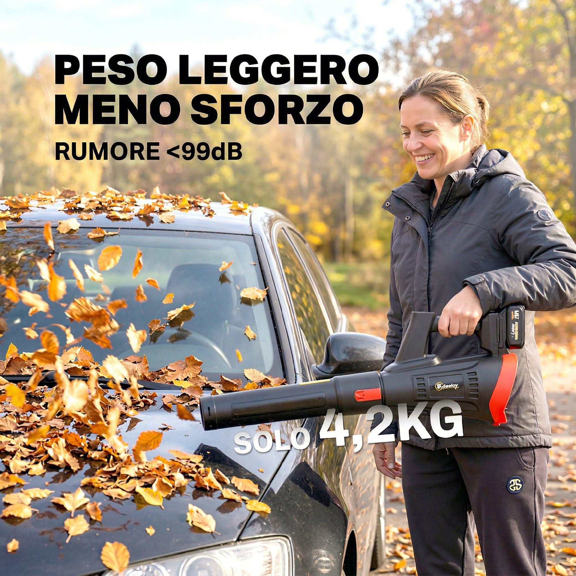 Outsunny Soffiatore a Batteria 18V Soffiatore Foglie con 2 Batteria 4Ah