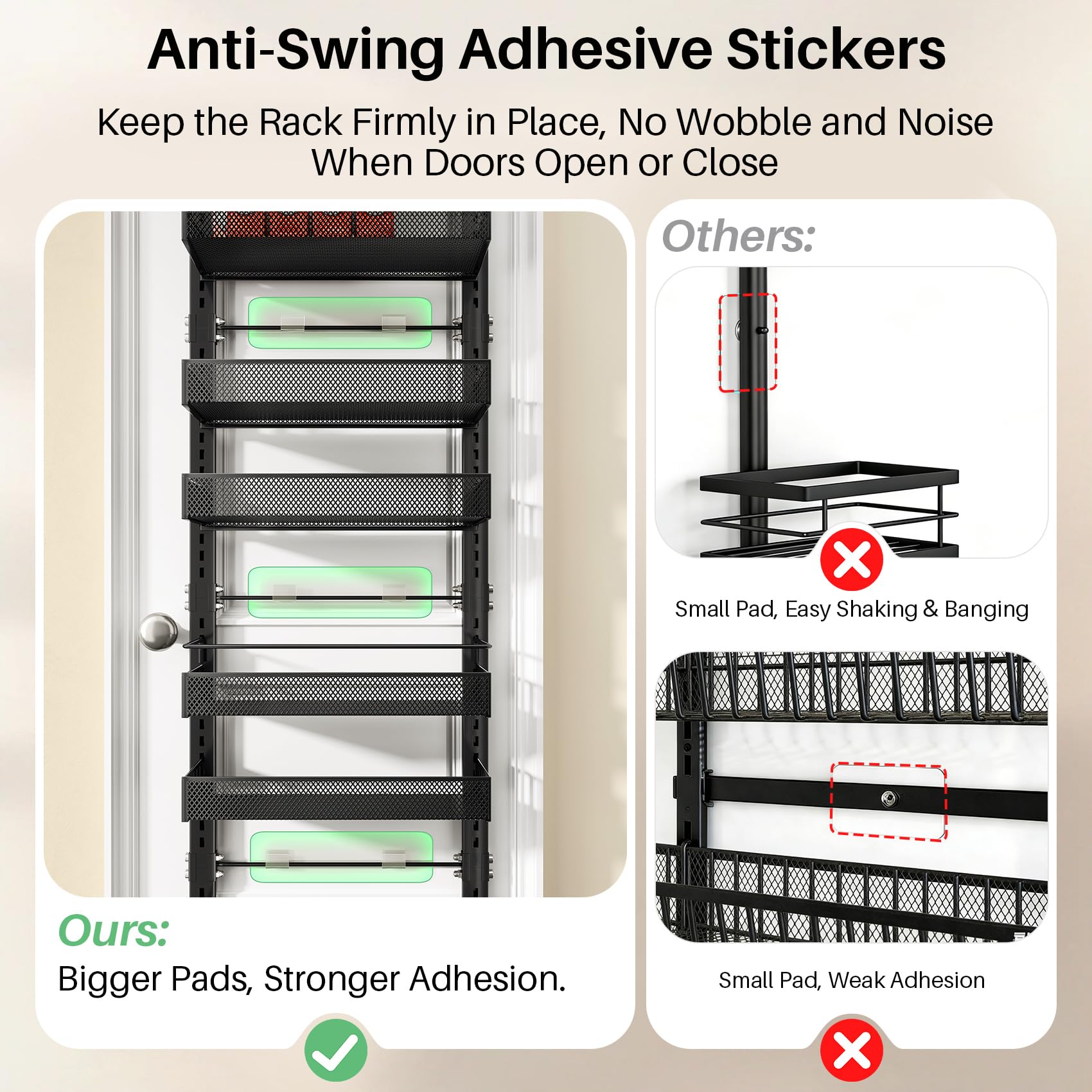 SNTD Organizador de despensa sobre la puerta, organizador de especias ajustable de 8 niveles, estante de especias para puerta colgante de gran capacidad para organizar despensa de cocina y