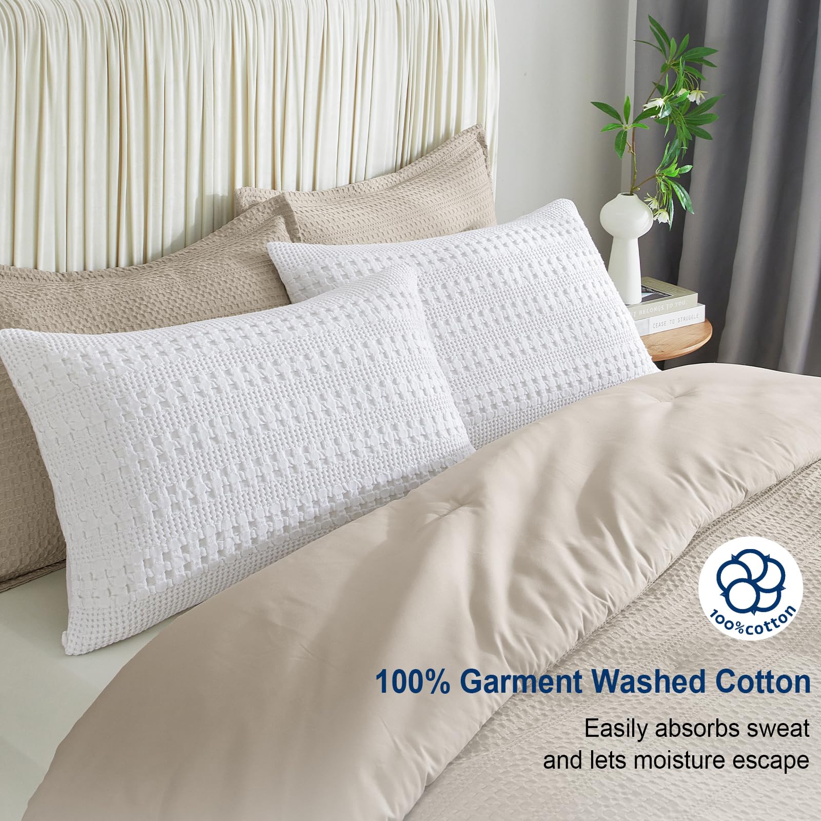 PHF 100% Cotton Waffle Pillowcases Standard Size - Image 2