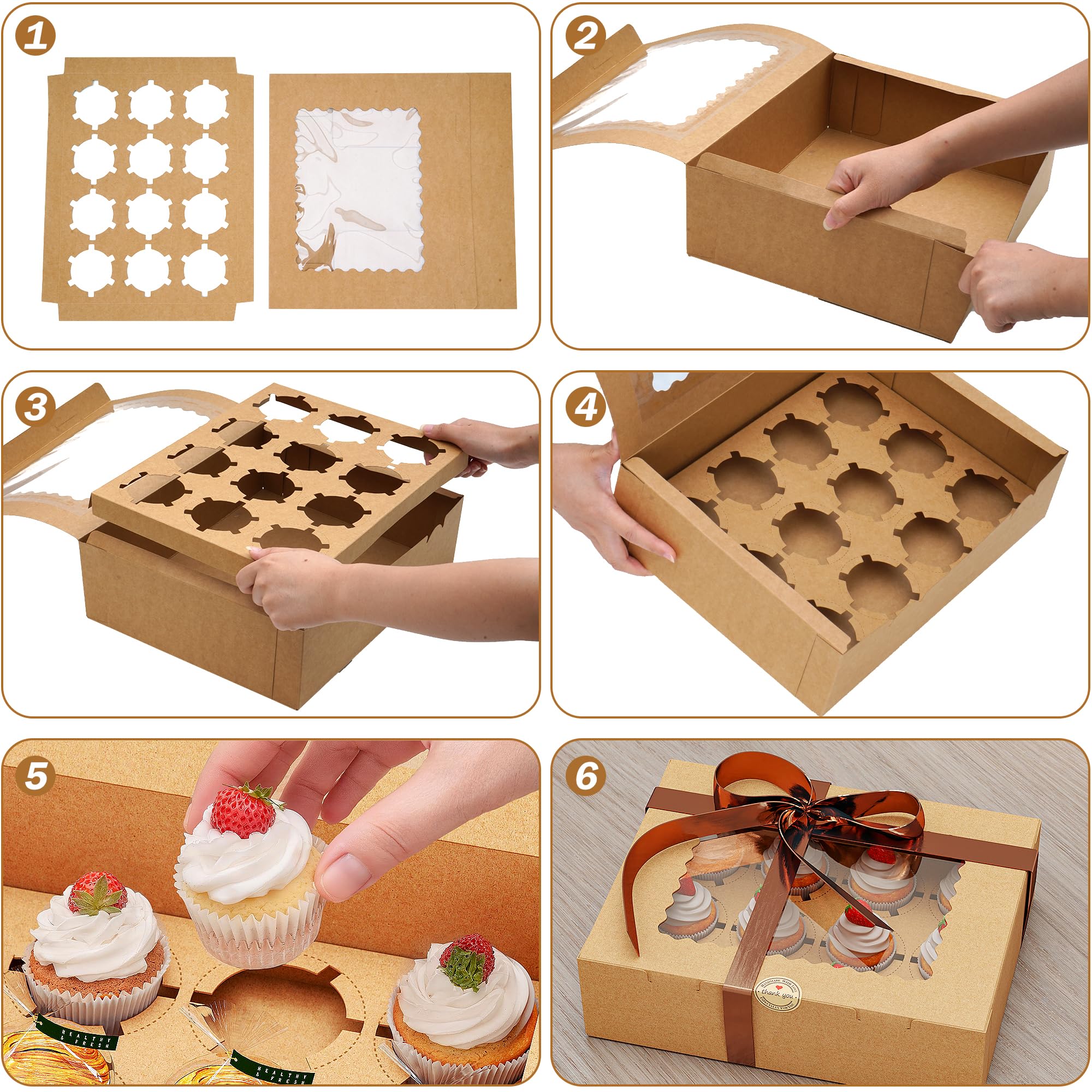 50 piezas de cajas de pasteles resistentes, caja de tarta con ventana transparente para pasteles, magdalenas, caja de transporte de pasteles ideal para regalos de cumpleaños, venta de