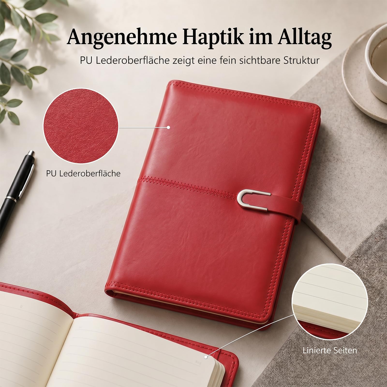 10 Stück Notizbuch Personalisiert mit Namen Benutzerdefiniert Buch | B5 | PU-Lederoberfläche | Linierte Blätter | UV-Druck | 216 Seiten | Cremefarbenes Papier | Für Büro, Uni & Alltag