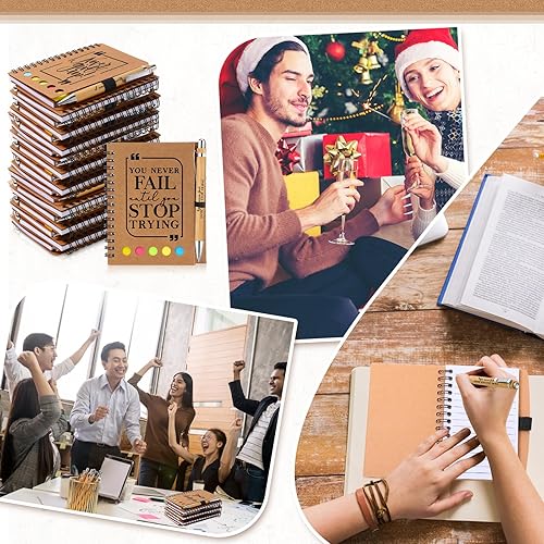 Miniatura 6 de 30 juegos de regalos inspiradores a granel, regalos de agradecimiento, 30 cuadernos en espiral inspiradores adhesivos con bloc de notas, 30