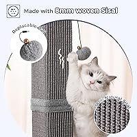 Vista 3 de Poste rascador grande para gatos con base resistente, poste rascador cuadrado resistente de sisal de 33 pulgadas y 2 bolas interactivas para colgar