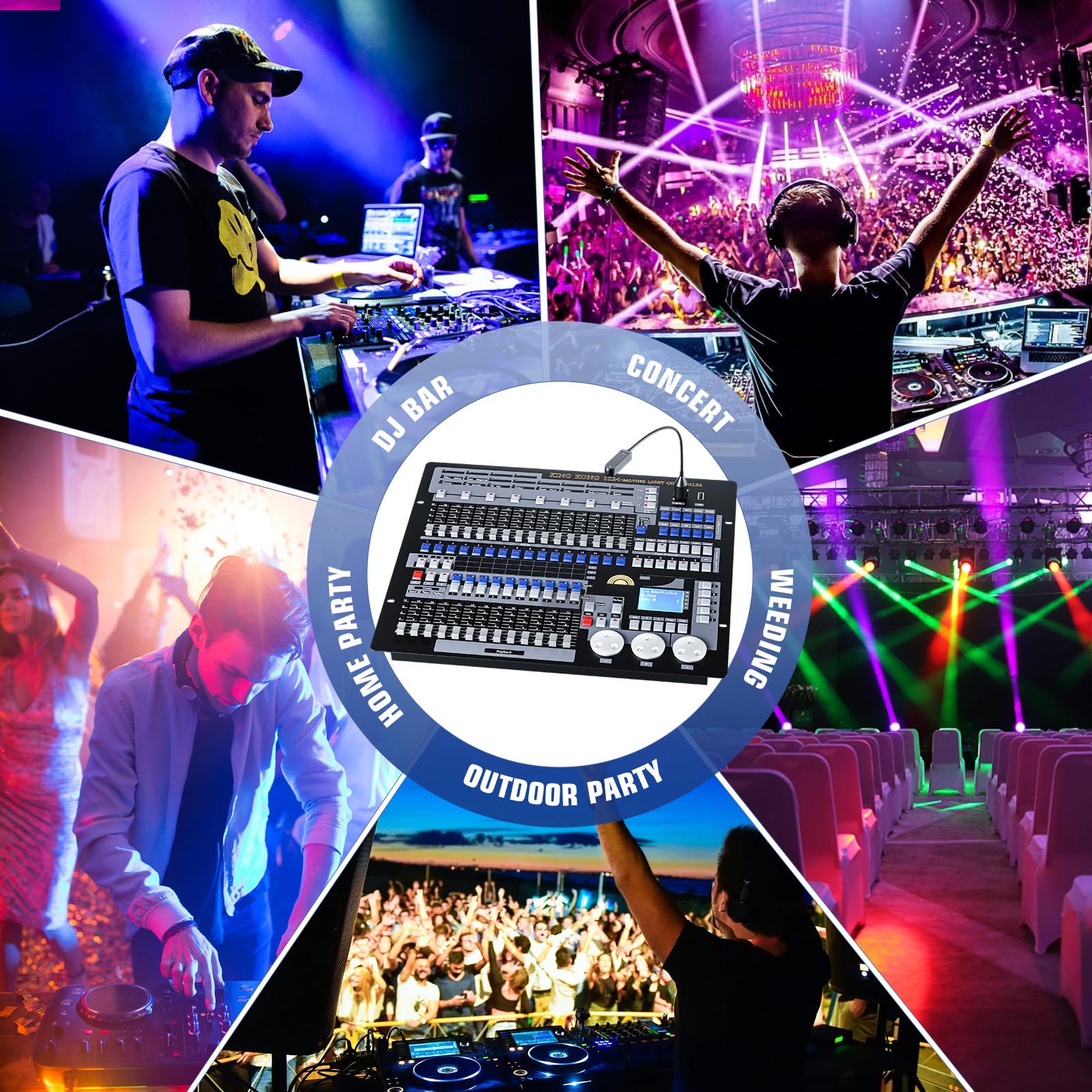 Contrôleur DMX DMX 512 Contrôleur d'éclairage de scène Contrôleur DMX 1024 canaux pour éclairage LED par Lyre Mobile Console d'éclairage Équipement DJ