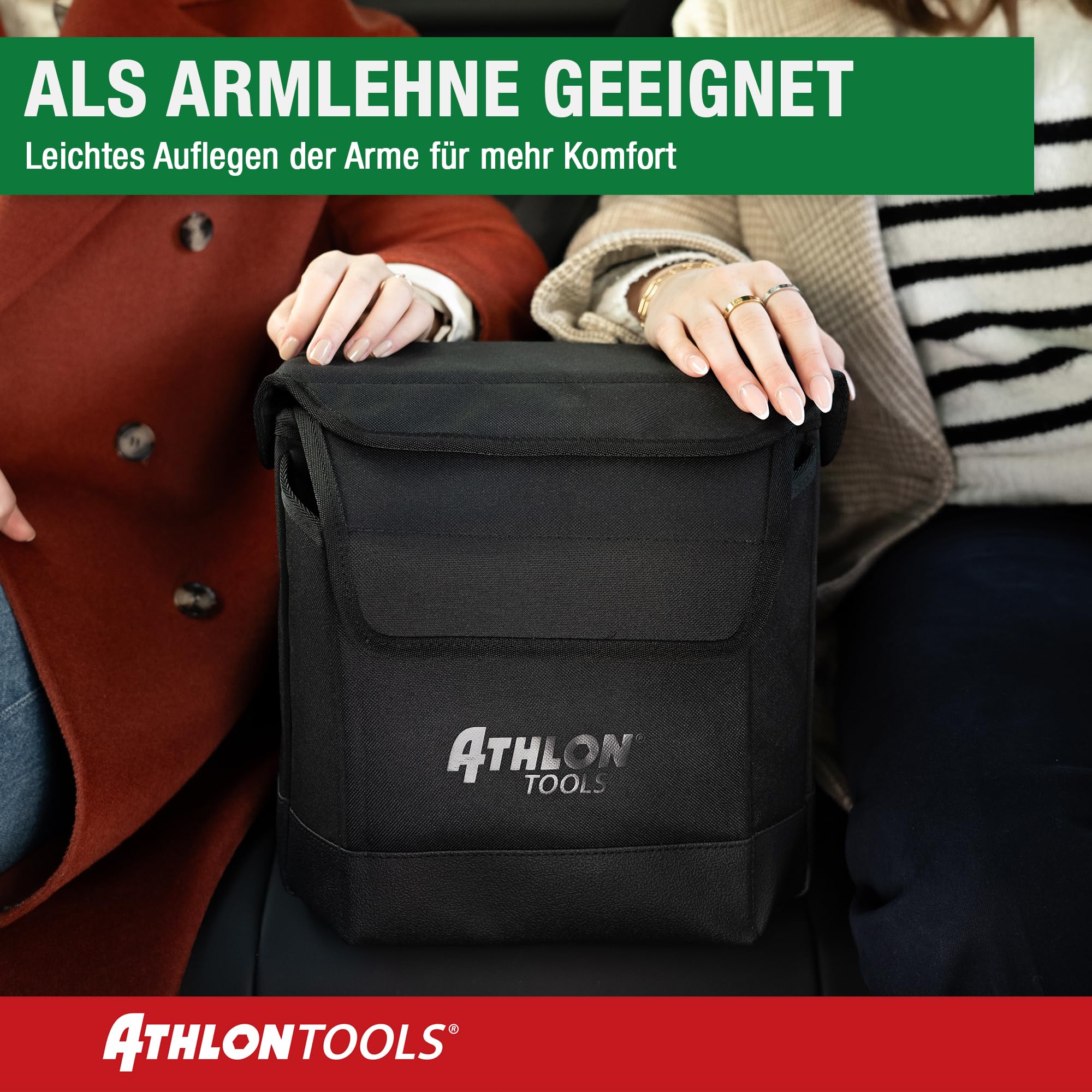 ATHLON TOOLS Mittelsitz-Organizer mit Deckel Auto Kiste Magnetverschluss Schwarz