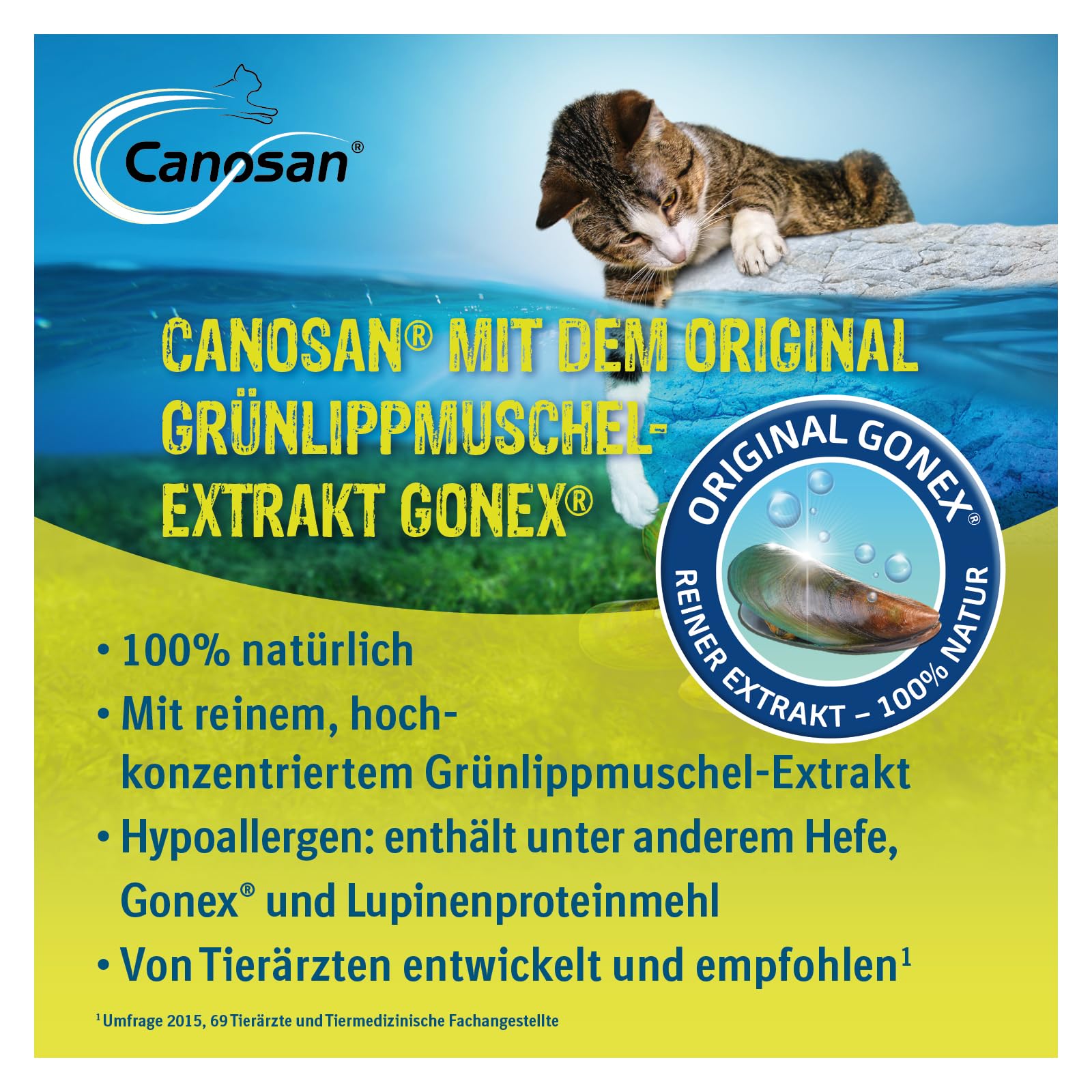 CANOSAN Pastillas masticables, 3 x 30 unidades, mejillón de labios verdes para la salud articular en gatos