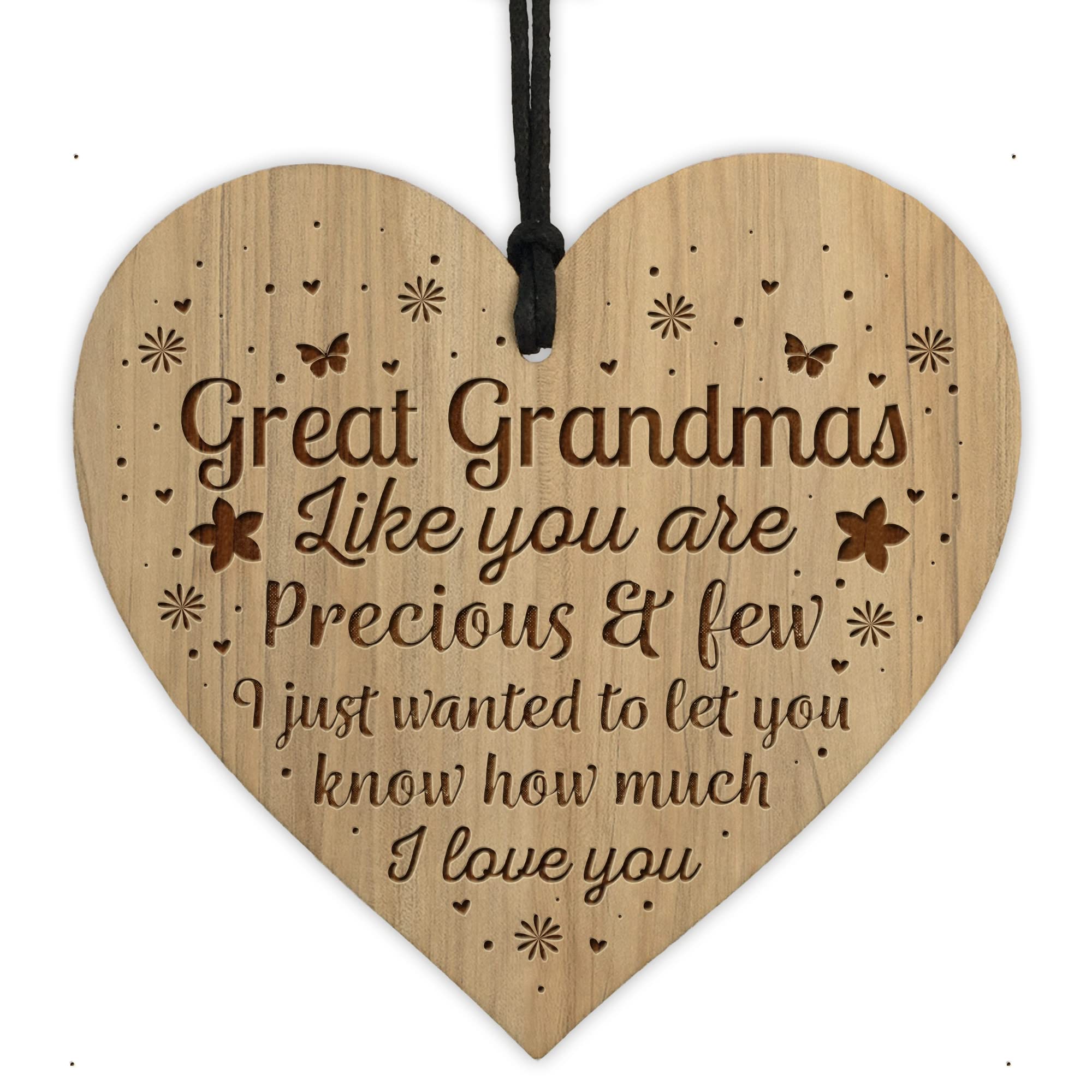 Red Ocean Great Grandma Engraved Wooden Heart Birthday Christmas Keepsake Gift For Great Grandparents