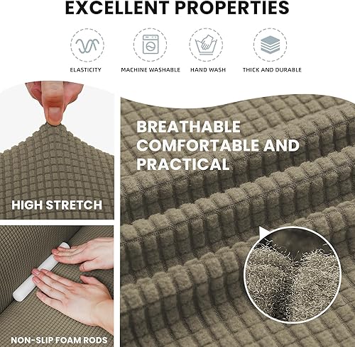 Miniatura 5 de LURKA Fundas elásticas para sofá de 1 pieza, para sofá de 3 cojines, protector de muebles completo con parte inferior elástica para niños y perros