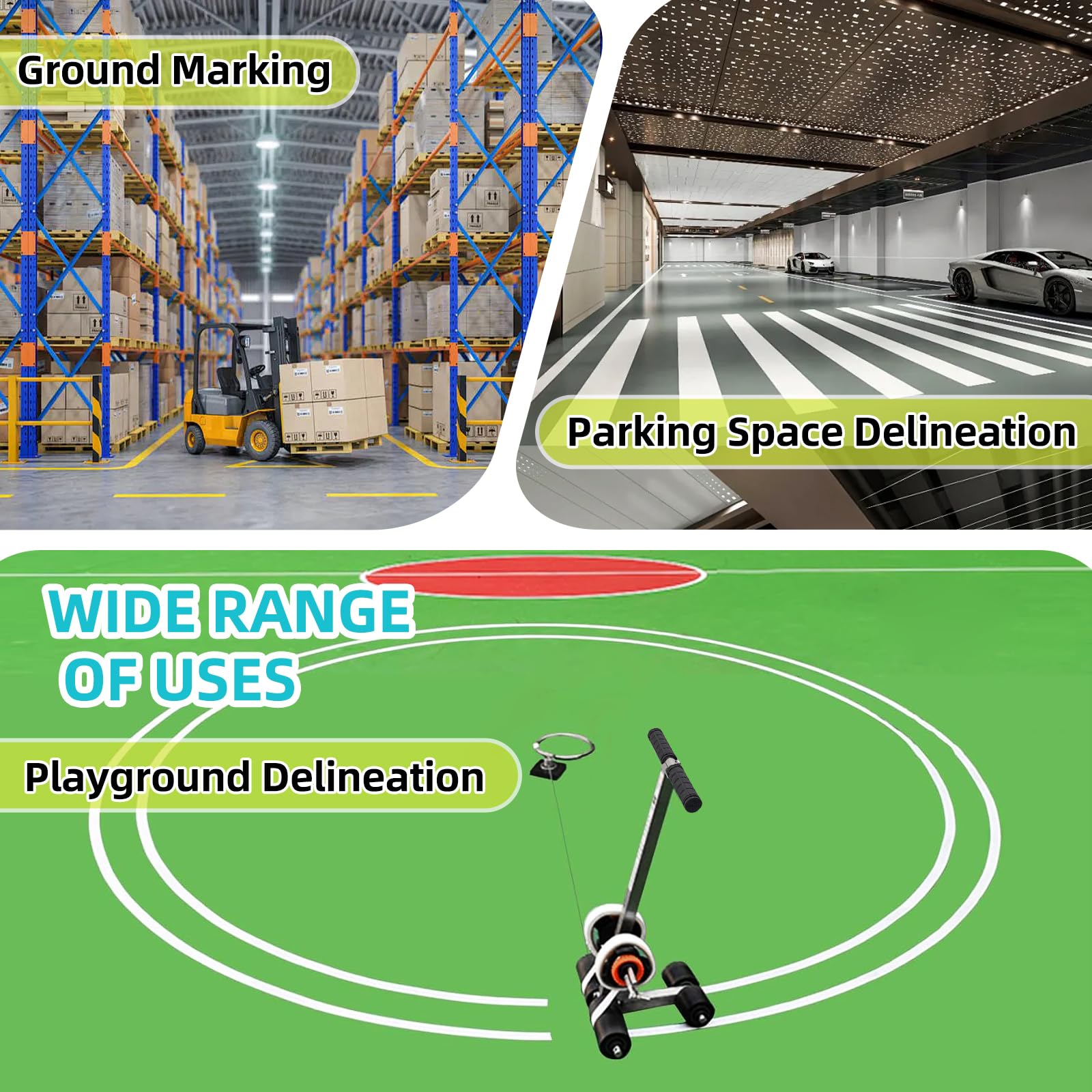 Court Line Tape Machine, Basketball Court Line Striping Machine, Court Paint Striping Machine for Parking Lots and Road Warning