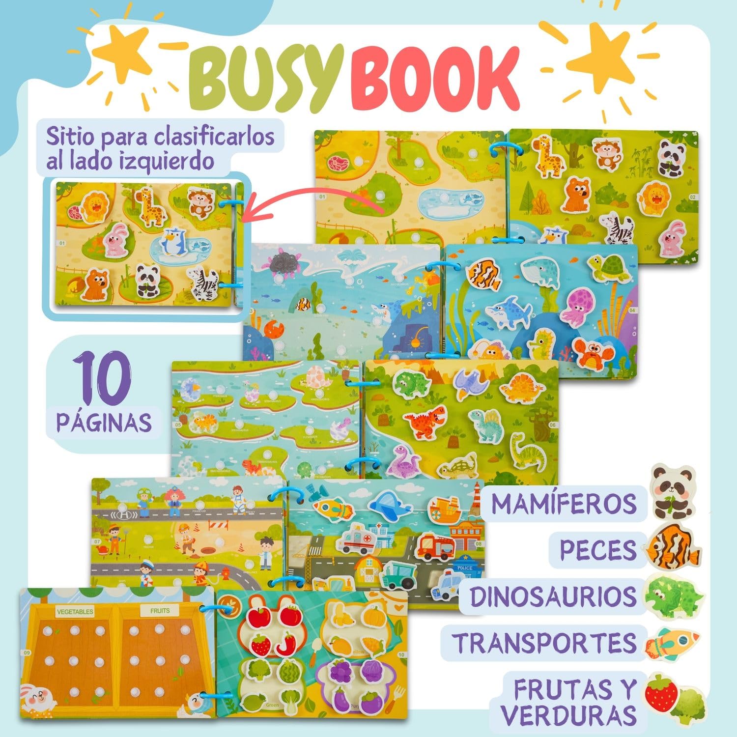 DEIERRI Pack Libros Montessori 1 año | Busy Book + Busy Board Montessori 1 año | Juguetes Niños | Regalos Originales Bebes | Libro Sensorial Bebe | 20 Páginas de Actividades Reutilizables — view 4