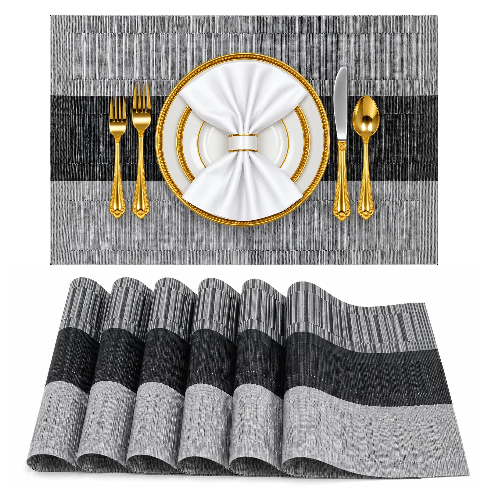 Solitude Placemats Set of 6 Dining Table Place Mats | Placemats Table Mat PVC Material | Non-Slip Heat Resistant | Dining Tablemates Washable Anti-Skid | Size 45 x 30 CM (Brown) — Amazon image 14