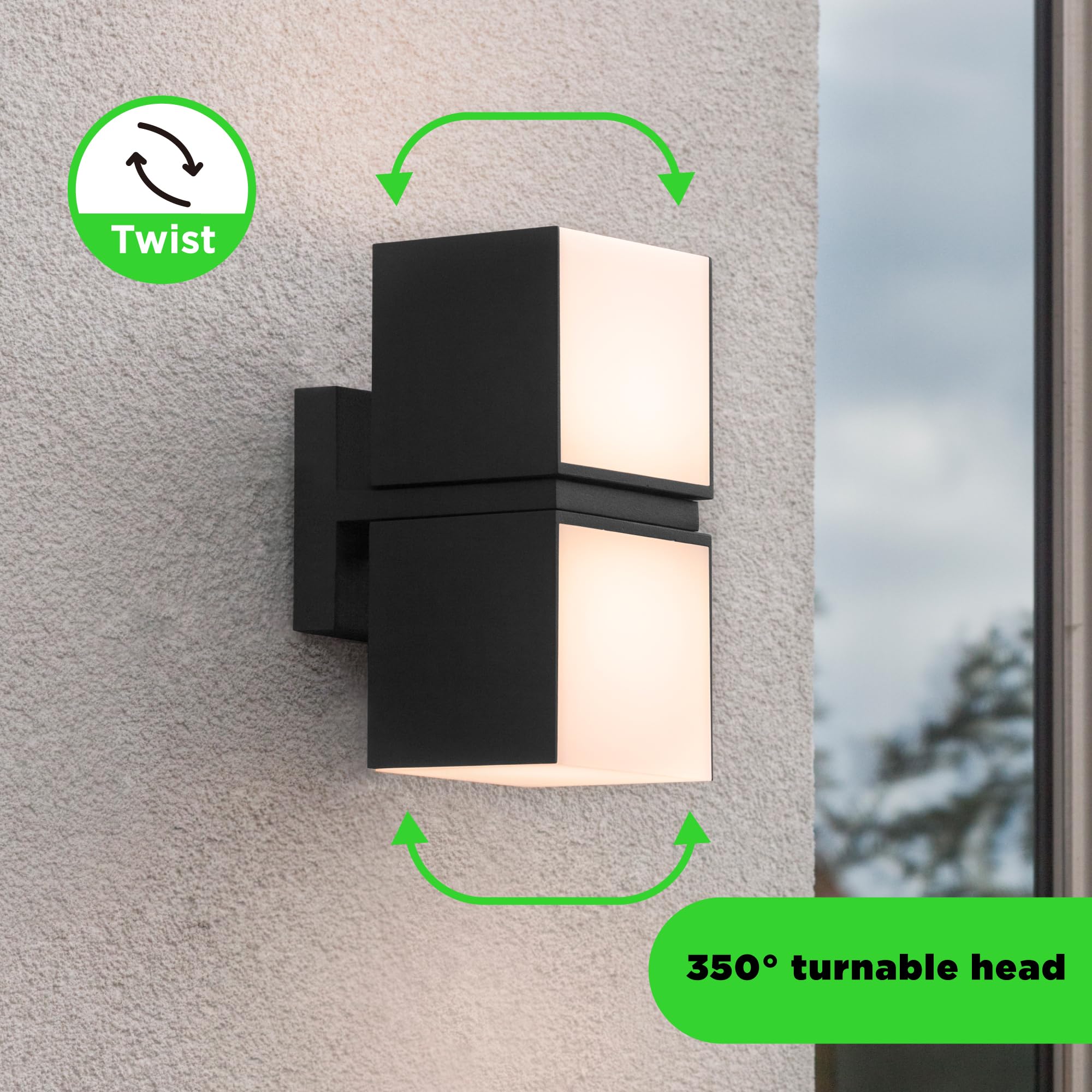LUTEC Cuba Outdoor LED Modern Up Down Wall Light, Drehbare Aluminium Außen Innen Wandleuchte, 1000LM 3000K Warmweiß, Wasserdicht für Haustür, Terrasse, Garten, Schlafzimmer, Dunkelgrau