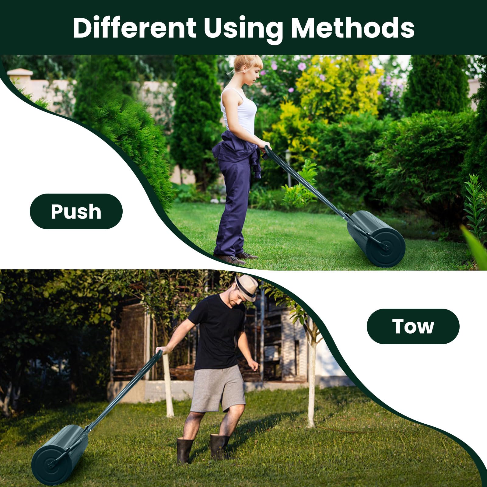ARNOT - Rullo per prato, 30,5 x 91,4 cm, 63 l, resistente, spingere/trainare dietro acqua/sabbia, per parco, giardino, cortile, campo da palla, verde