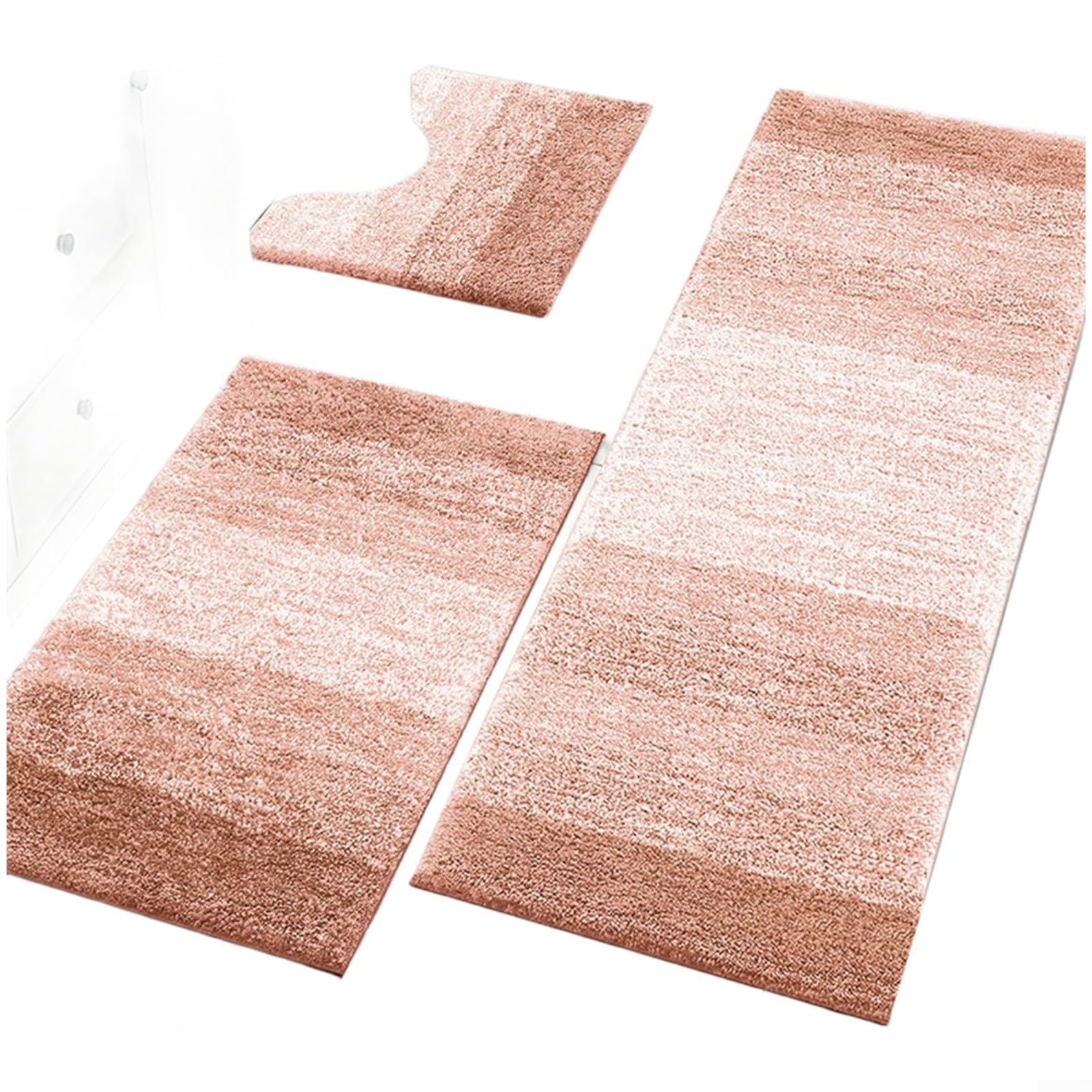 Lot de tapis de salle de bain ultra doux en flanelle, super absorbant, antidérapant, lavable en machine, en microfibre pour la maison, 1 pièce, rose peau D