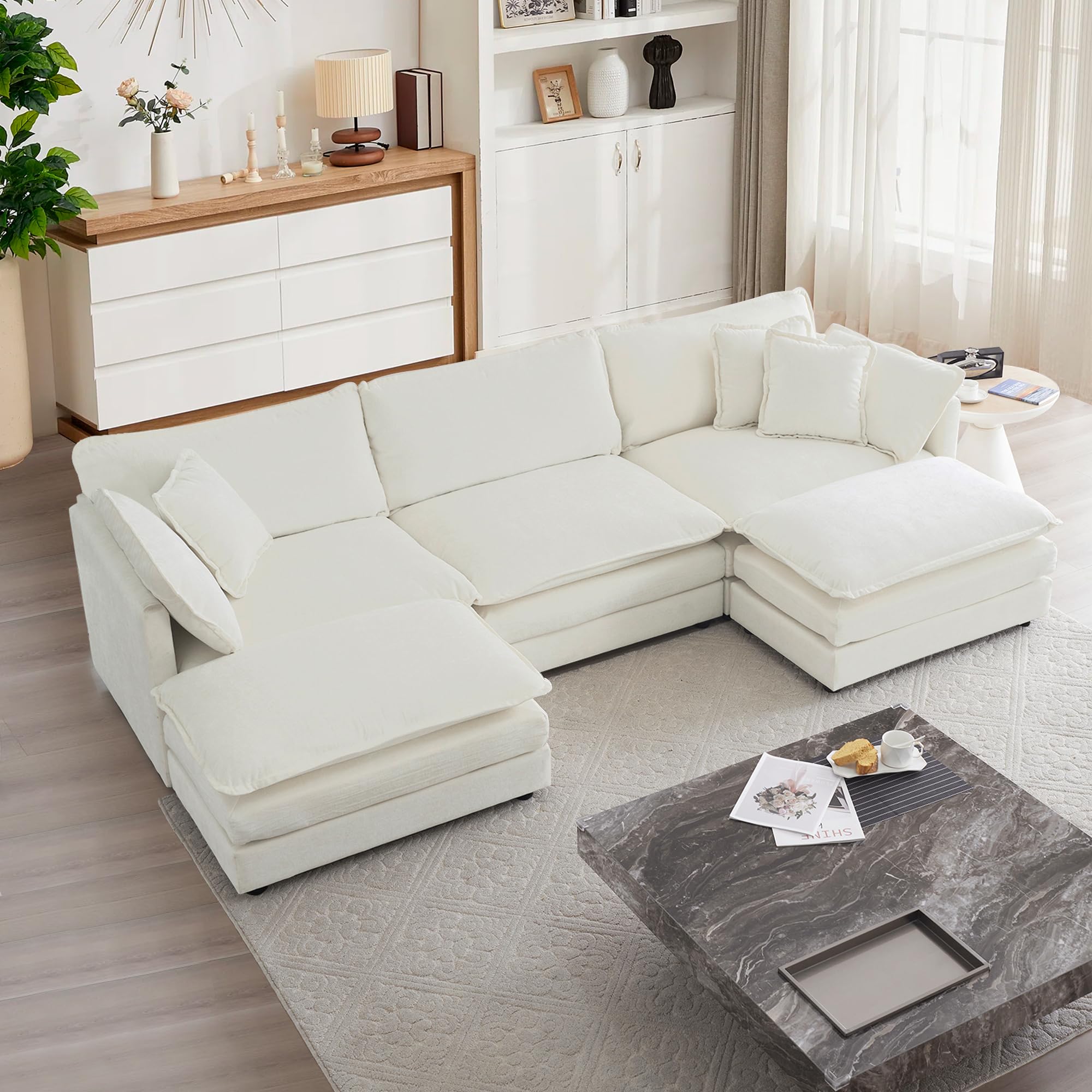 mikibama Modular Sectional Sofa 111 5 Inch U Shaped Couch Set for Living Room 3-Seater Comfy Cloud Couches