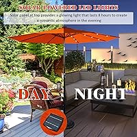 Vista 6 de Tangkula Sombrilla solar de patio de 10 pies, sombrilla de mercado de mesa al aire libre con 24 luces LED, ajuste de inclinación, mango de manivela