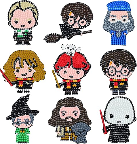 Miniatura 1 de Kits de pintura de diamantes 5D para niños, 9 piezas mágicas de mago completo, kit de arte de diamantes pequeños por números, arte de calcomanías de