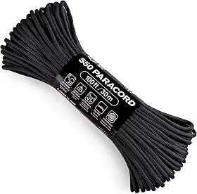 Corda Atwood Corda MFG 550 Paracord 100 pés 7 fios Náilon Náilon Cordão Paraquedas Equipamento de sobrevivência externo Feito nos EUA | Cordões, Pulseiras, Alças de Alça, Chaveiro, Preto