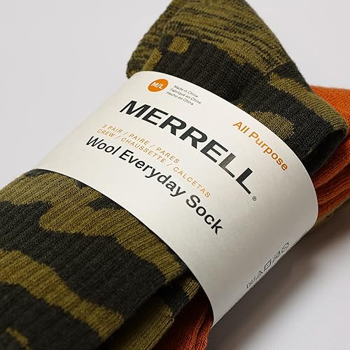Miniatura 4 de Merrell Men's and Women's Lightweight Wool Everyday Hiking Crew Socks-3 Pair Pack-Arch Support & Moisture Wicking