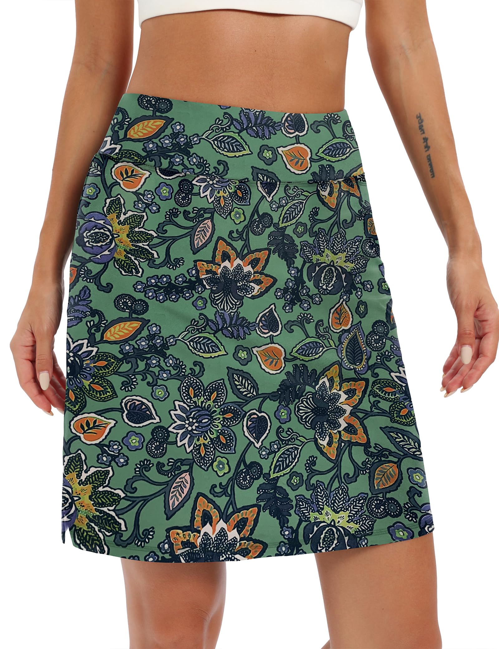 LouKeith20’’ Knee Length Skorts Skirts for Women Tennis Skirts Athletic Golf Skorts Casual Workout Skirt with Shorts Pockets