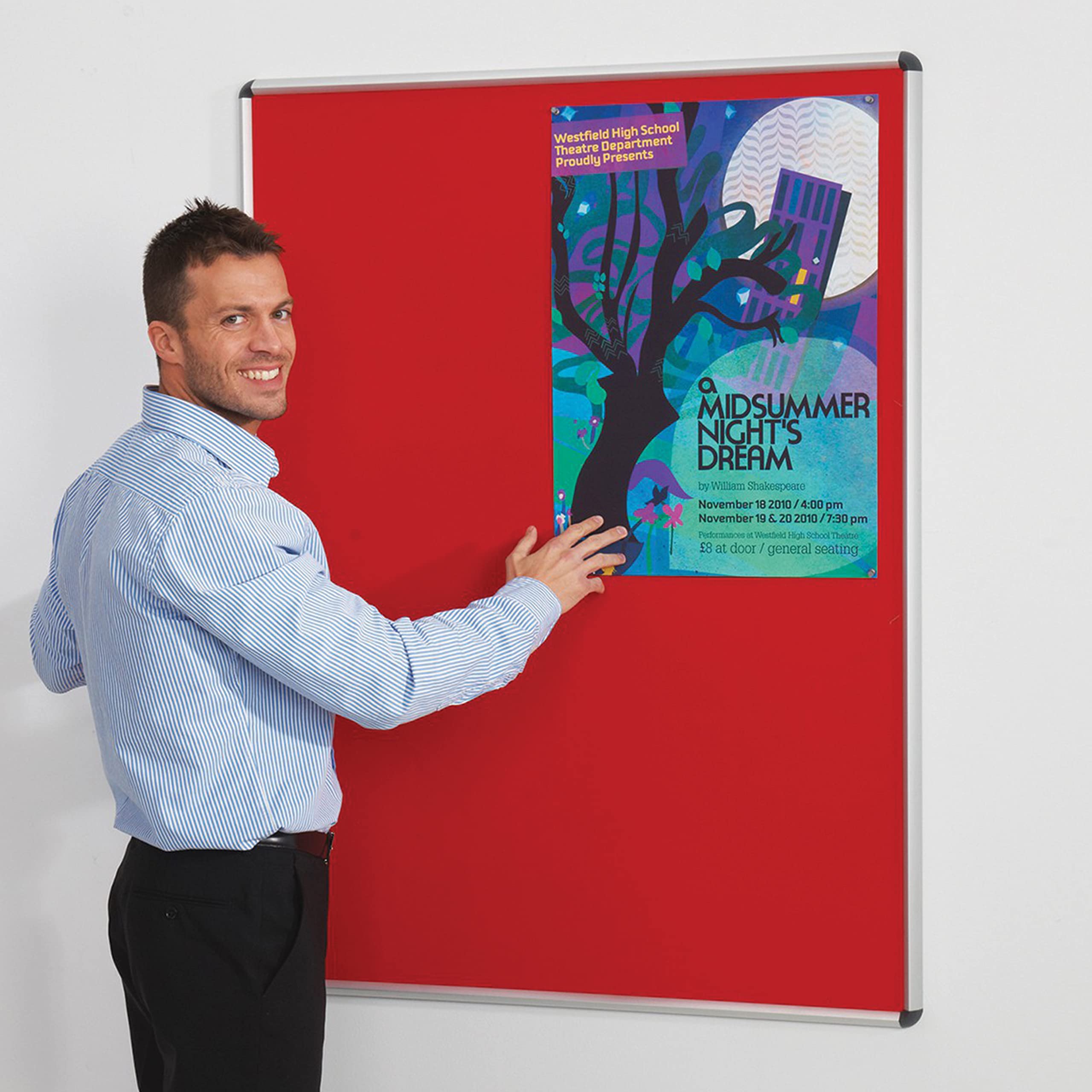 Wonderwall Aluminium Frame Red Noticeboard, 120 x150 cm, Premium Anti-Fade Pinboard,Ideal for School, Office, Hubs & Venues