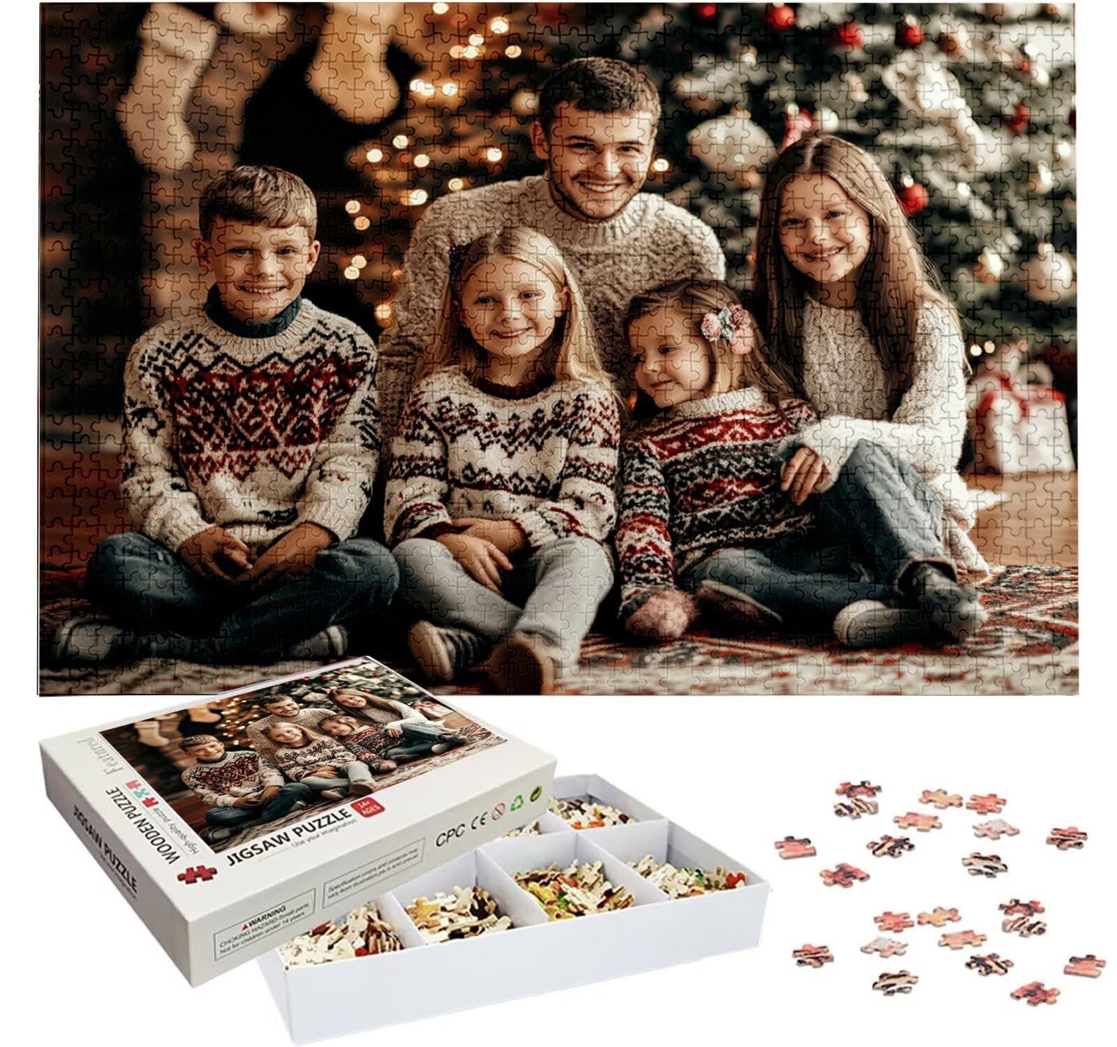 Puzzle Personalizado con Foto, Personalizada Rompecabezas Personalizado Diseña tu Logo Foto o Texto, Personalizado Navidad Halloween San Valentín Parejas Niños Familia Amigos h-3077