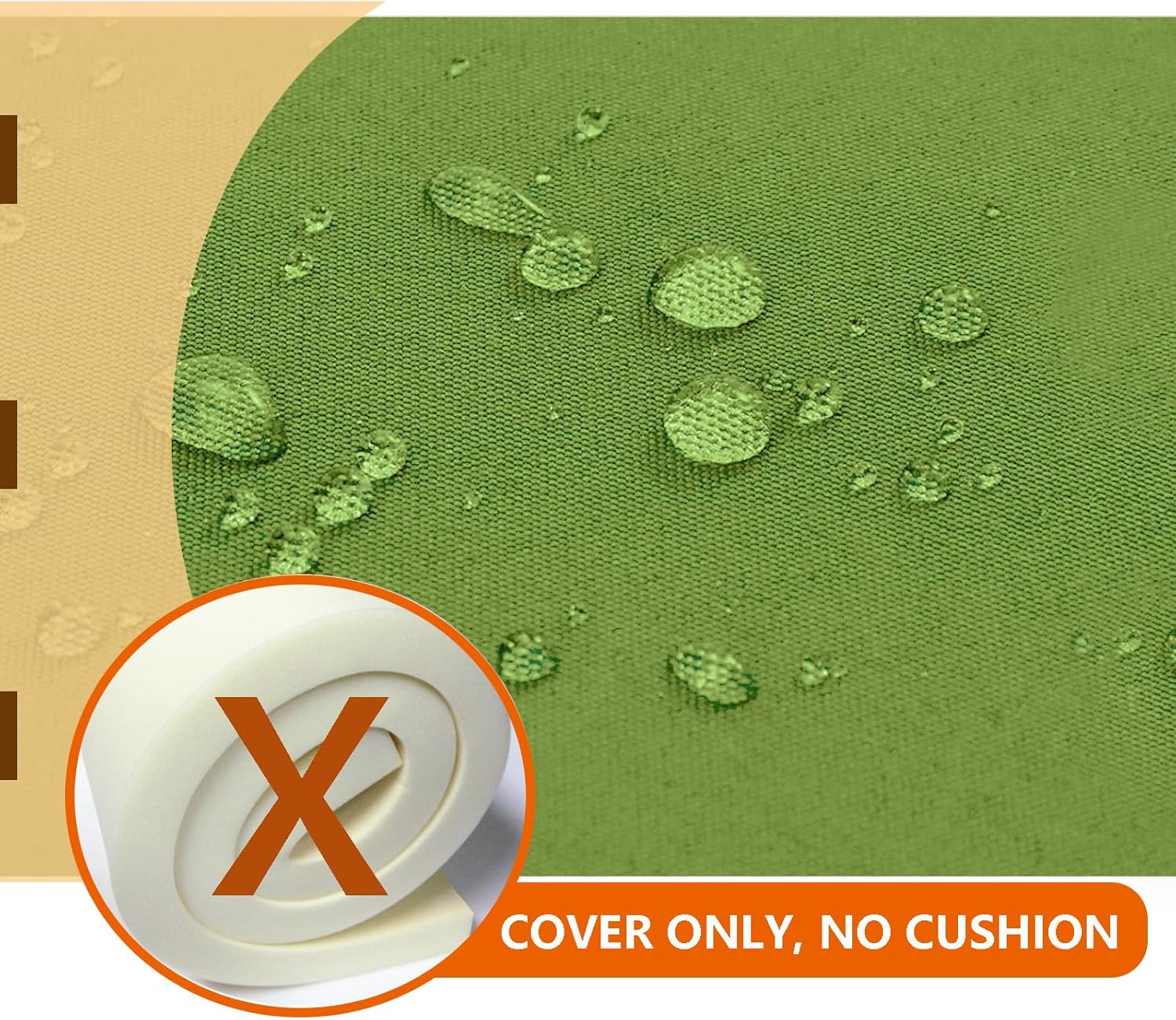 Oslimea 3 Pack Outdoor Patio Seat Cushions Replacement Covers, Furniture Sofa Couch Slipcovers Fit for 4-Seater Wicker Rattan Conversation Set Loveseat Chair, 36x18x2, 18x18x2, Green