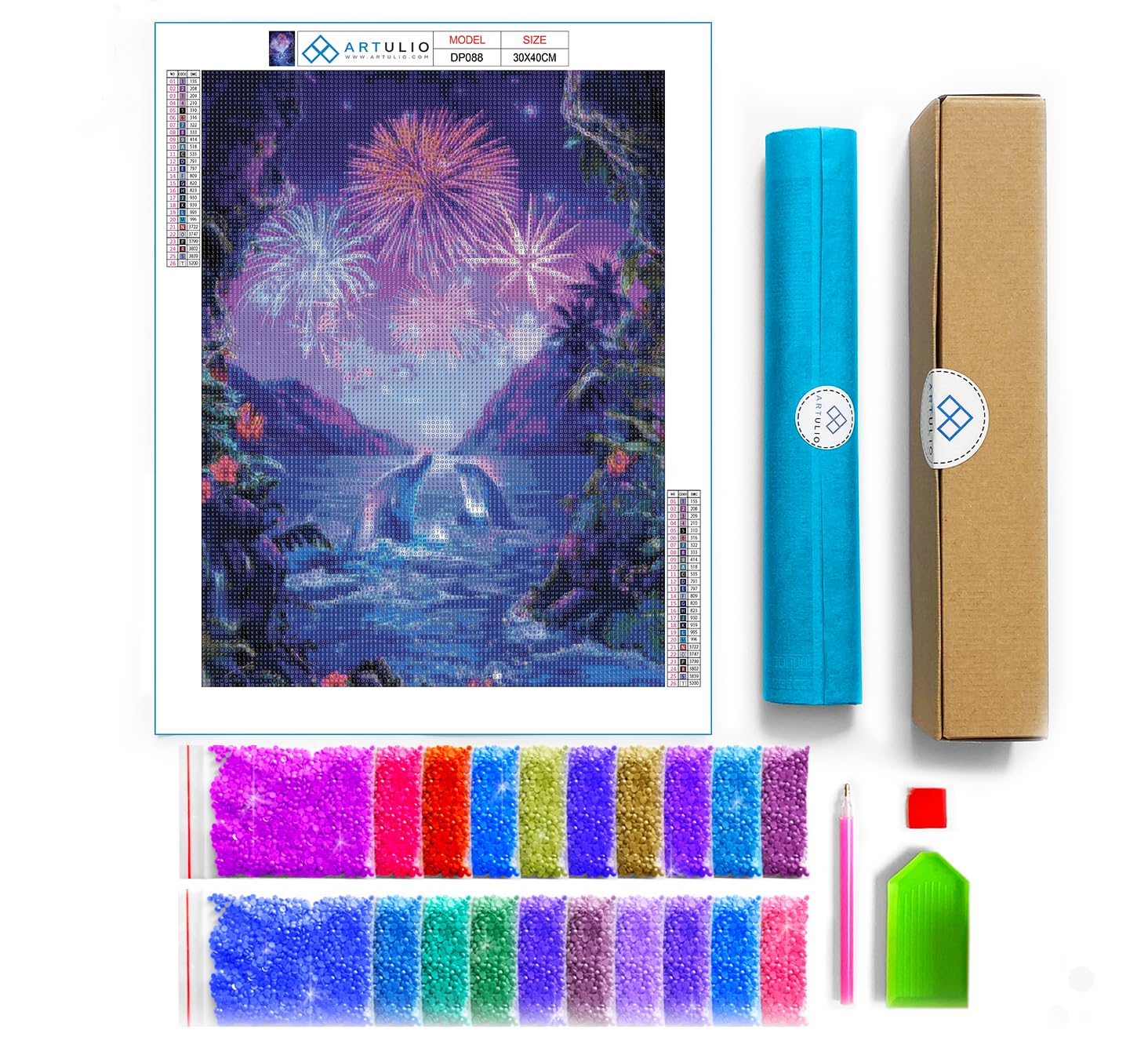 DIY Diamond Painting Kit Fiori rosa,5D Pittura Diamante Kit Ricamo a Punto Croce Artigianale,Diamond Painting Grandi Dimensioni con Accessori per Decorazione Natale Parete di Casa 90x200cm WS-7604