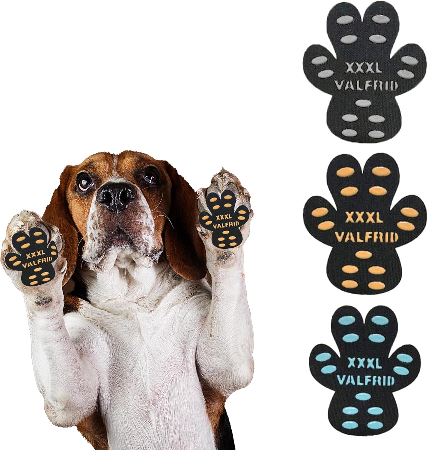 ‌VALFRID Dog Paw Pads for Dogs Traction,Toe Grips for Senior Dogs,Paw Stickers Strong Adhesive,Provides Traction on Slippery Hardwood Floor Multicolor XL 48 Pieces