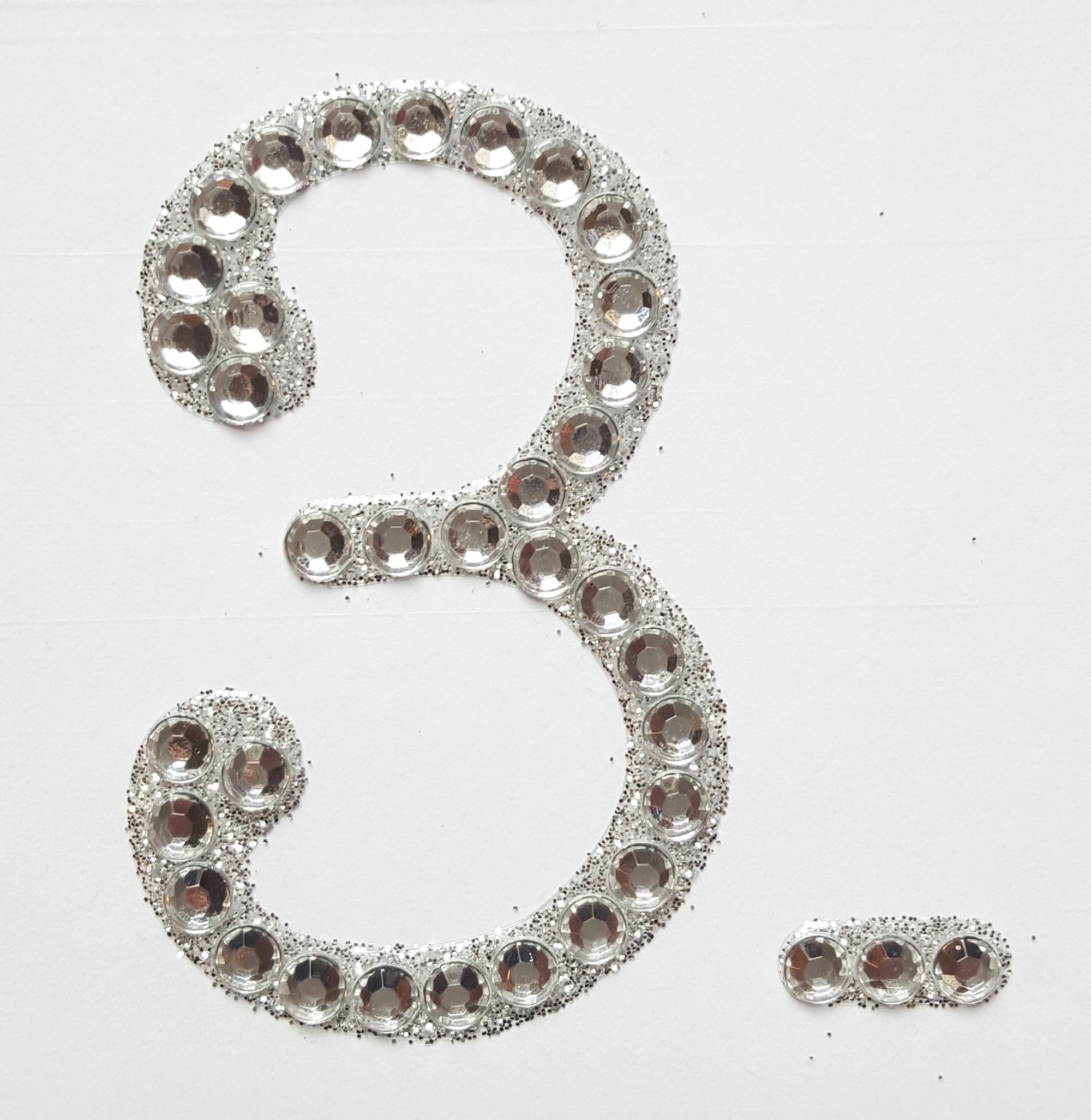 5cm Diamante Self Adhesive Glitter Number Sticker 3