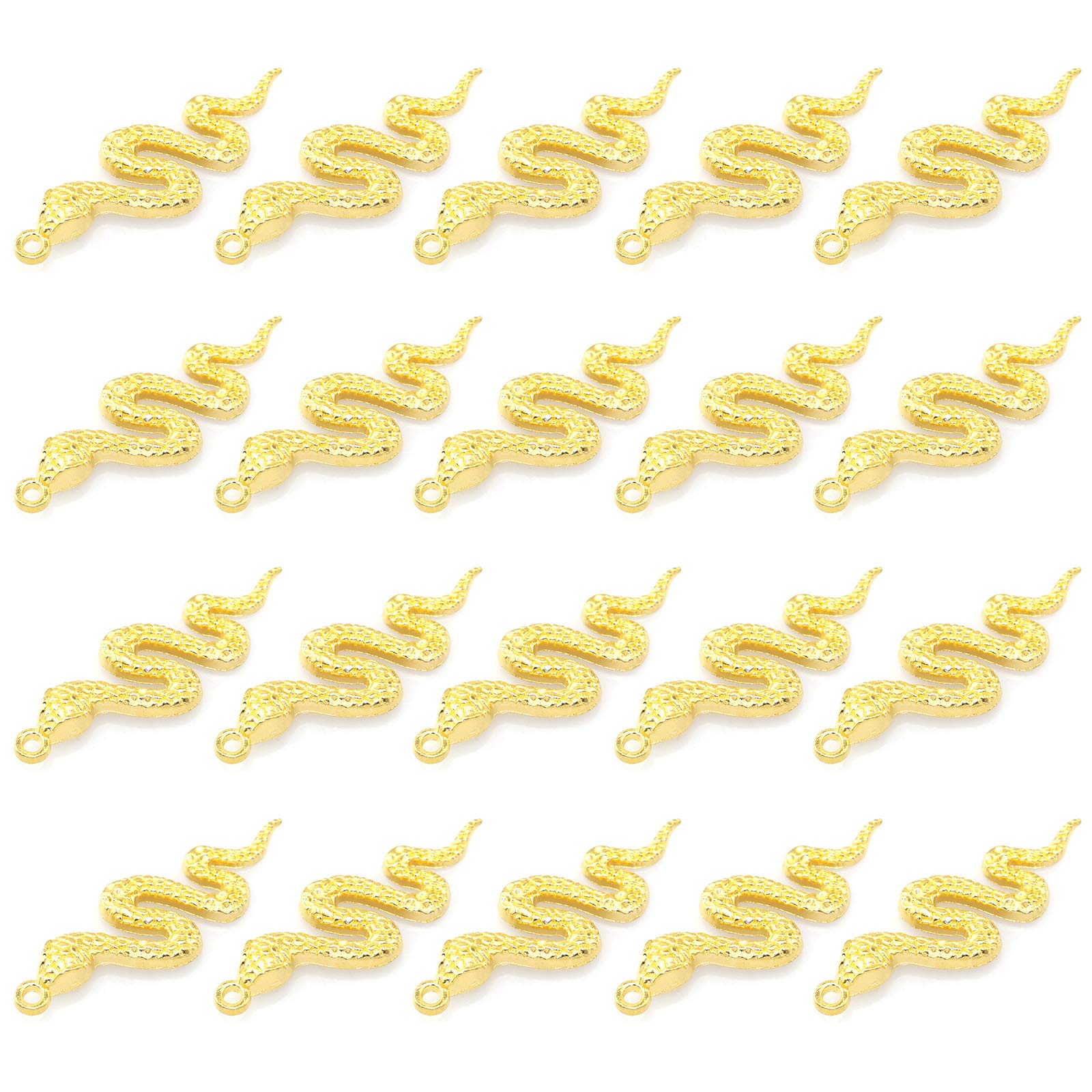 Lind Kitchen 20PCS Snake-shape Charms Pendants Accessory Mixed Smooth Metal Charms for DIY Jewelry Making and Crafting, Golden