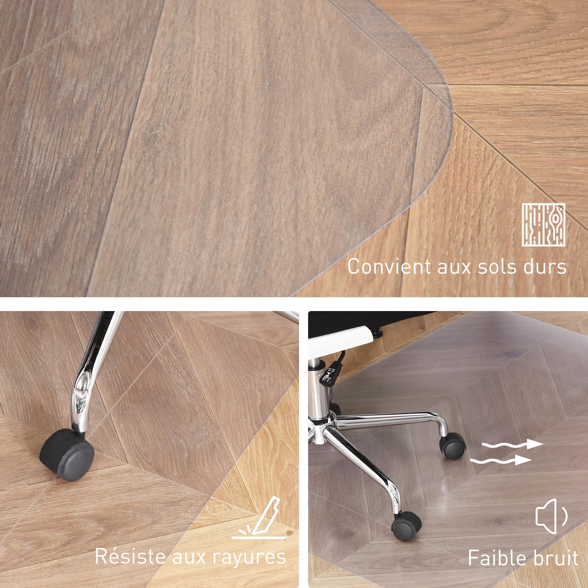 Tapis De Protection Pour Chaise De Bureau - 90x120 Cm, Transparent, Antidérapant - Protège Le Sol Des Rayures - 9