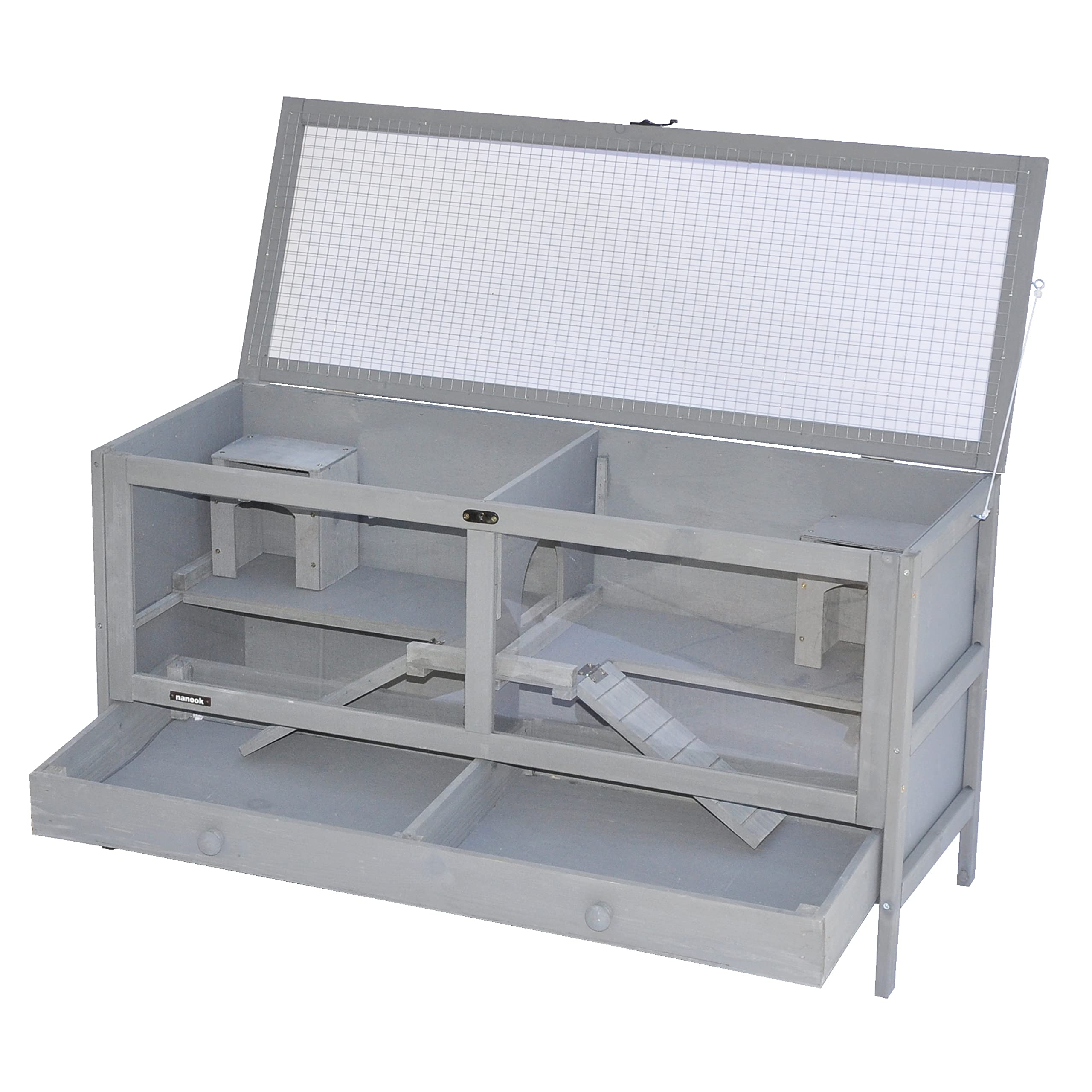 nanook Hamsterkäfig Mäusekäfig Kleintierkäfig Holz 92 x 38 x 48 cm grau