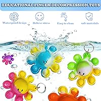 Vista 3 de Paquete de 50 llaveros de pulpo de burbujas para la ansiedad, para adolescentes y niños, suministros de cumpleaños, premios de estudiante de verano
