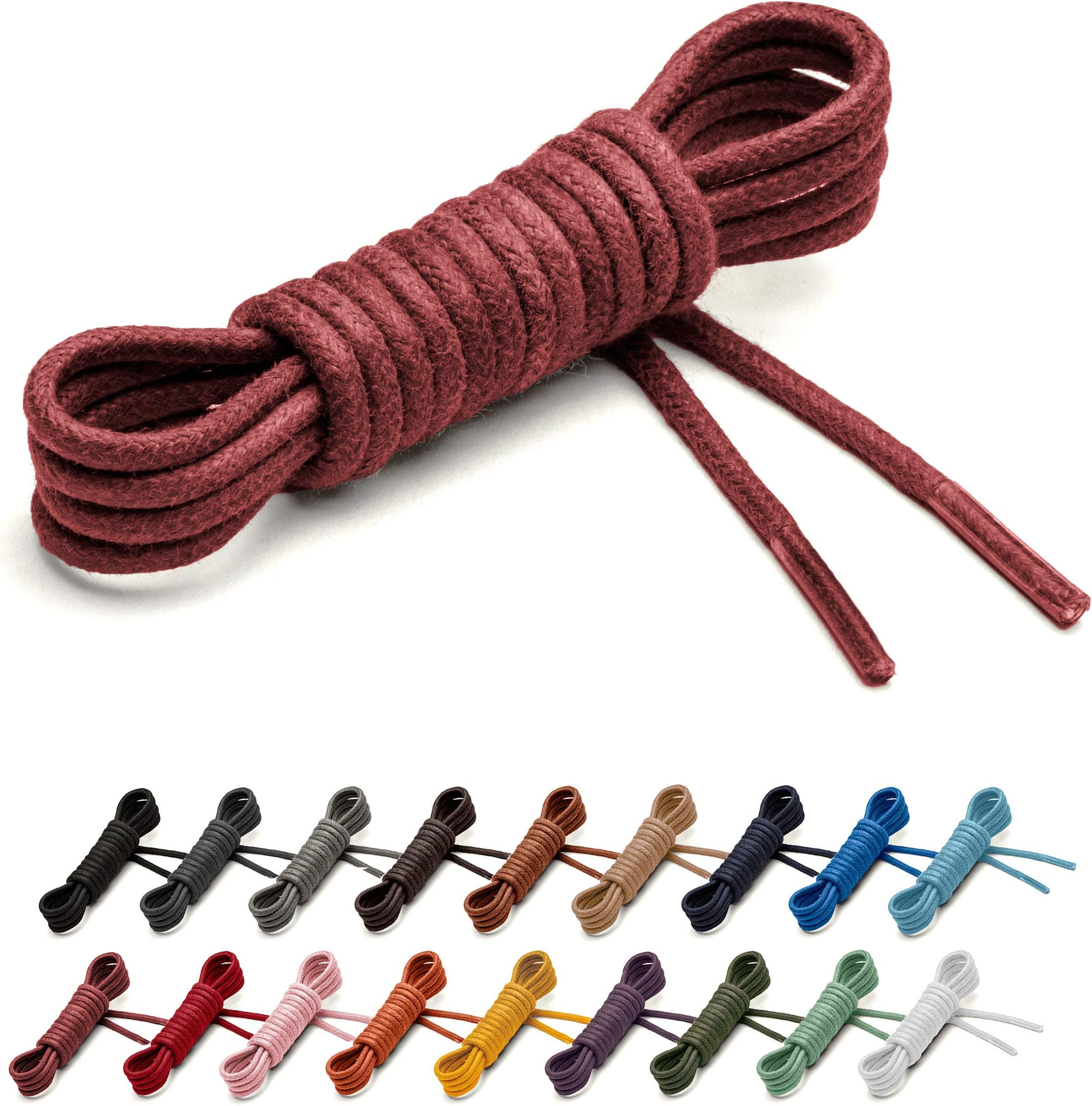 Benchmark BasicsRound Waxed Cotton Shoe Laces - 2mm (5/64”) Width - 27”, 30”, 33”, 36” & 39" - Available in 18 Colors